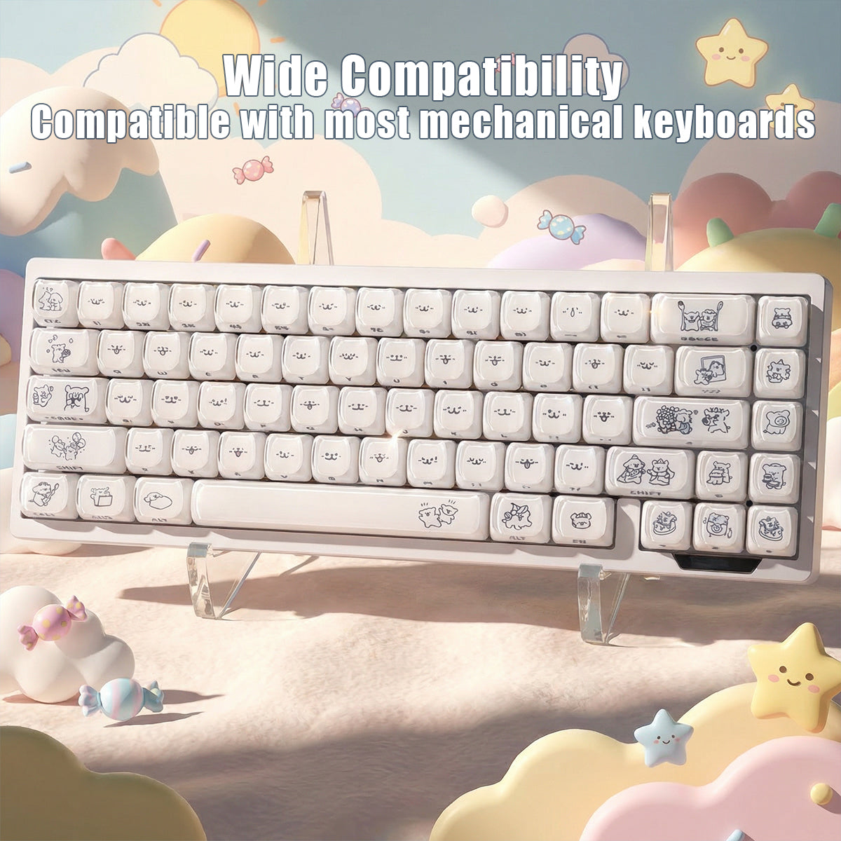 Crystal Line Dog White Keycaps