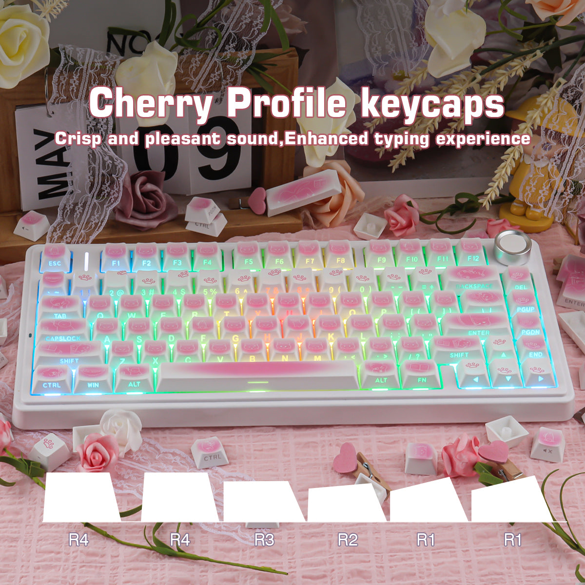 Rouge Kitten Side Backlight Keycaps