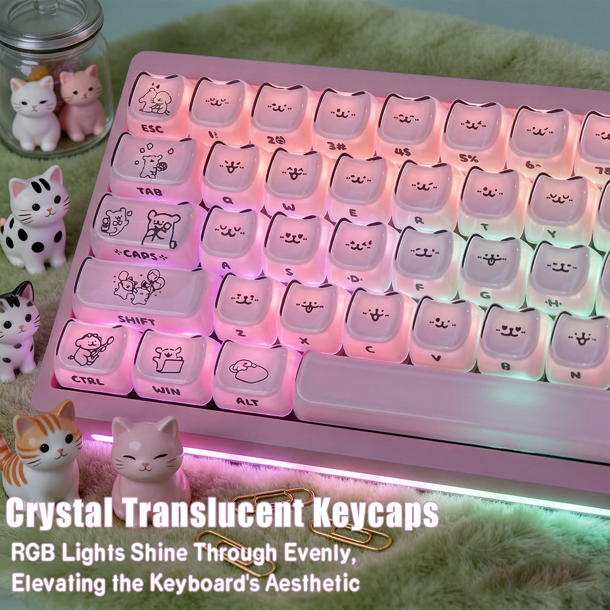 Crystal Line Dog Pink Keycaps