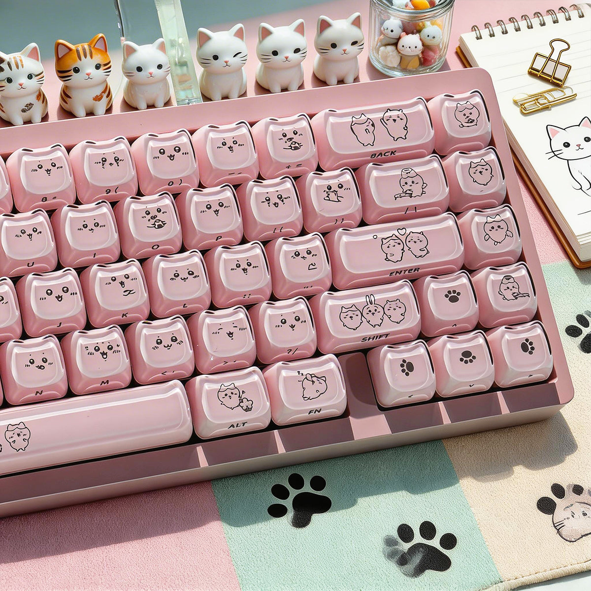 Crystal Hachiware Pink Keycaps