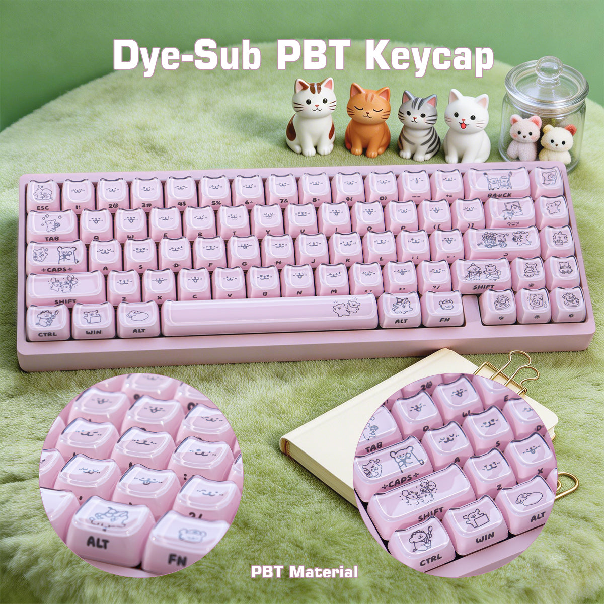 Crystal Line Dog Pink Keycaps