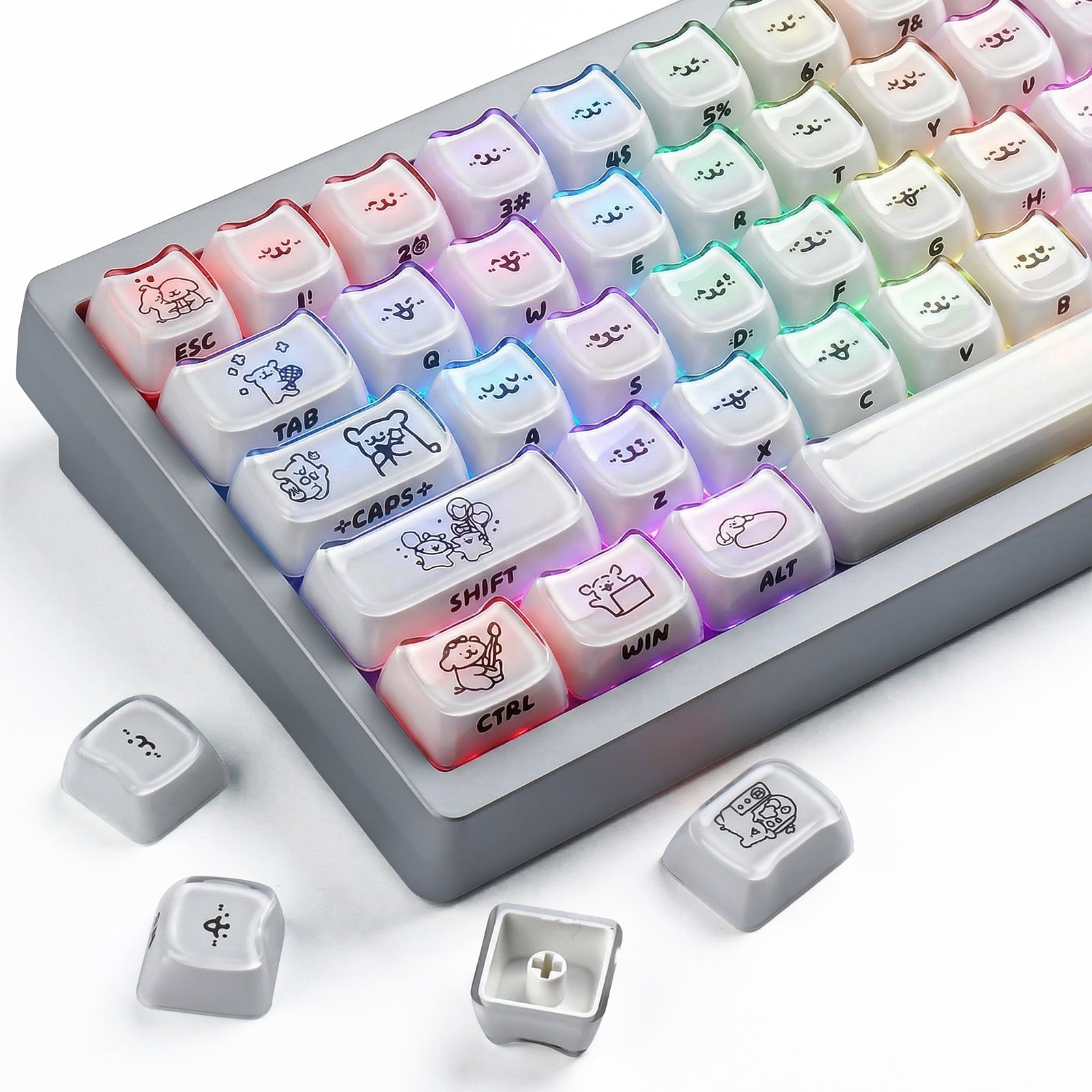 Crystal Line Dog White Keycaps