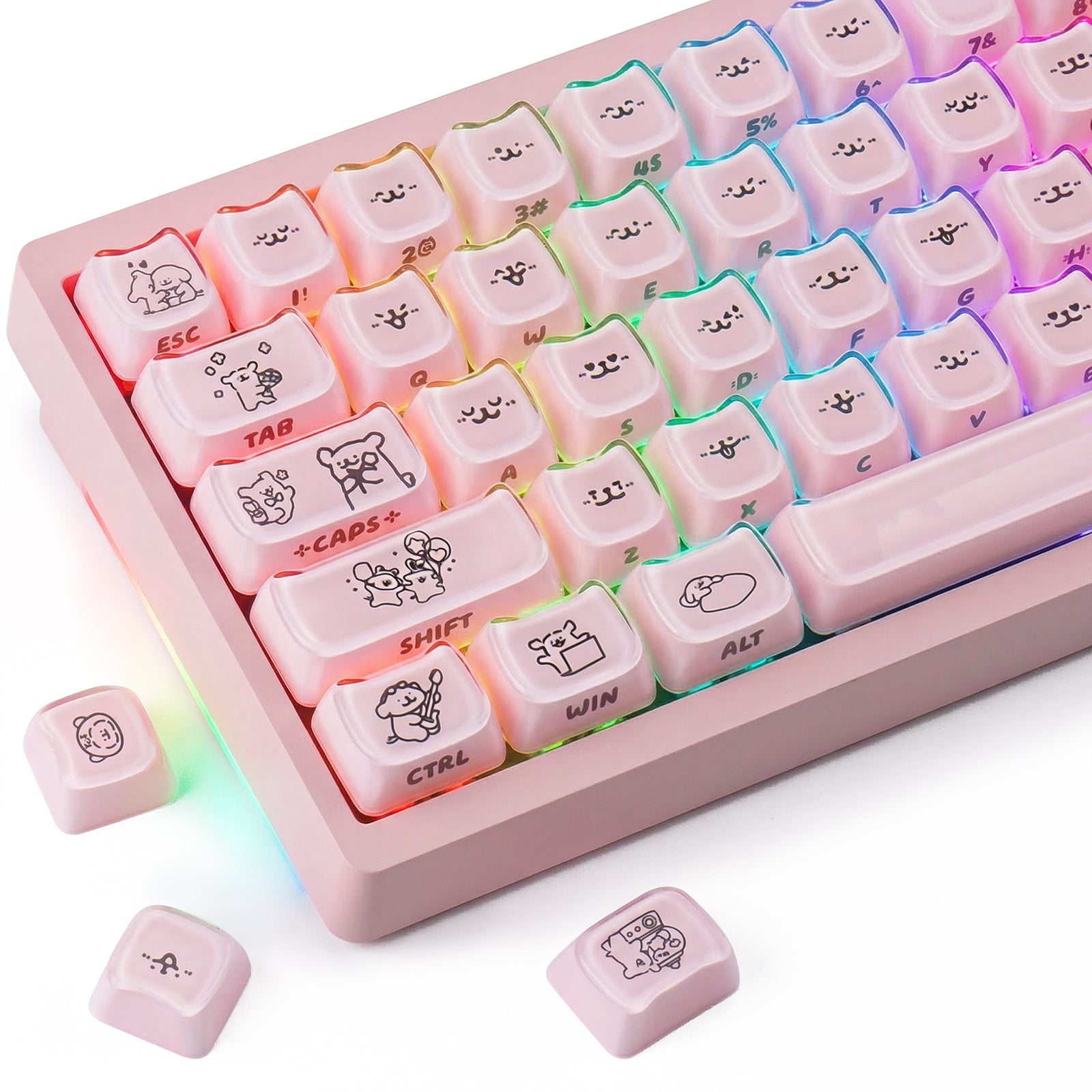 Crystal Line Dog Pink Keycaps