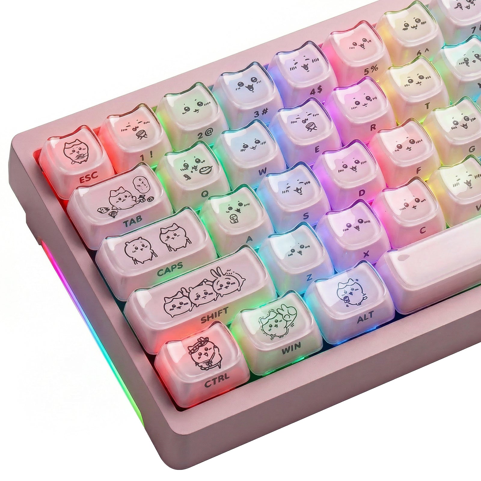 Crystal Hachiware Pink Keycaps