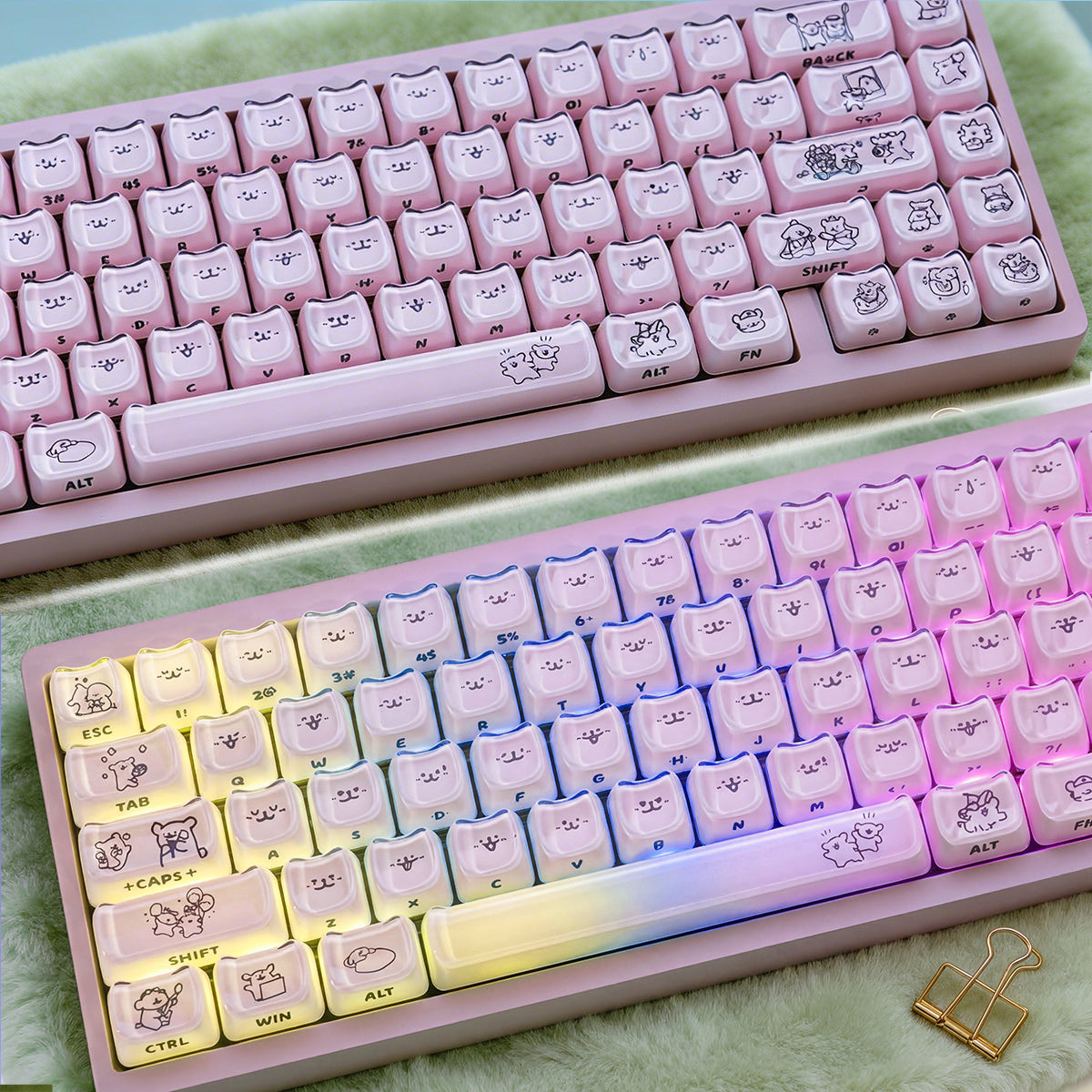 Crystal Line Dog Pink Keycaps