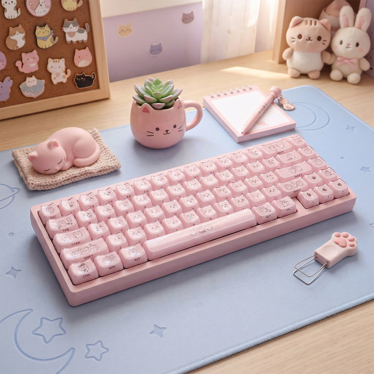 Crystal Hachiware Pink Keycaps