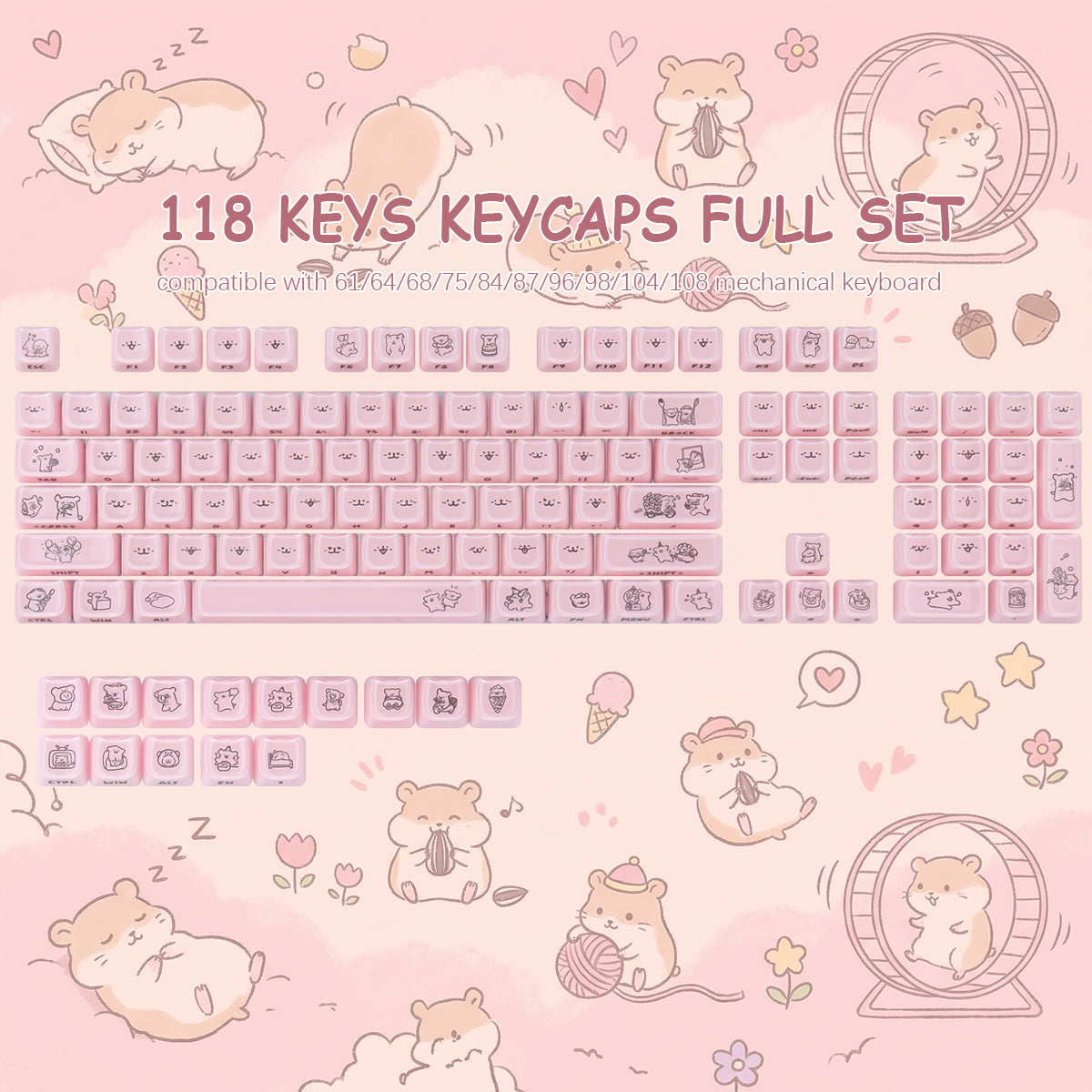 Crystal Line Dog Pink Keycaps