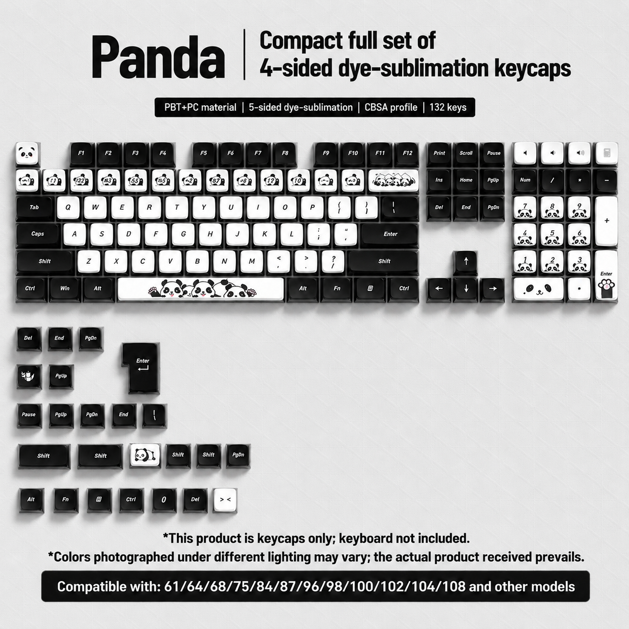 Panda Four-Sided Backlight Keycaps