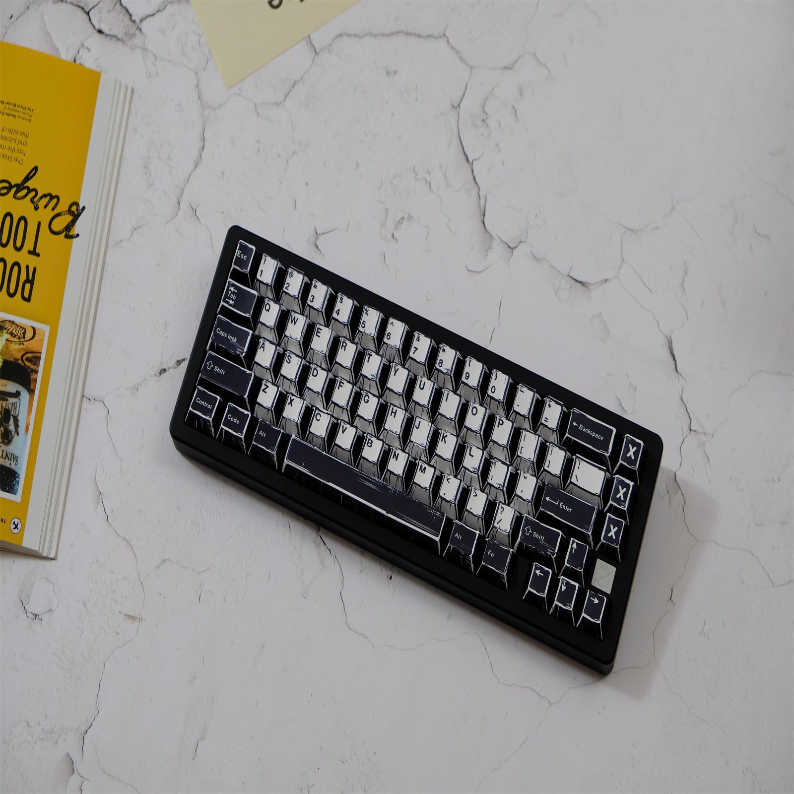 WOB Black White Comic Style Keycaps