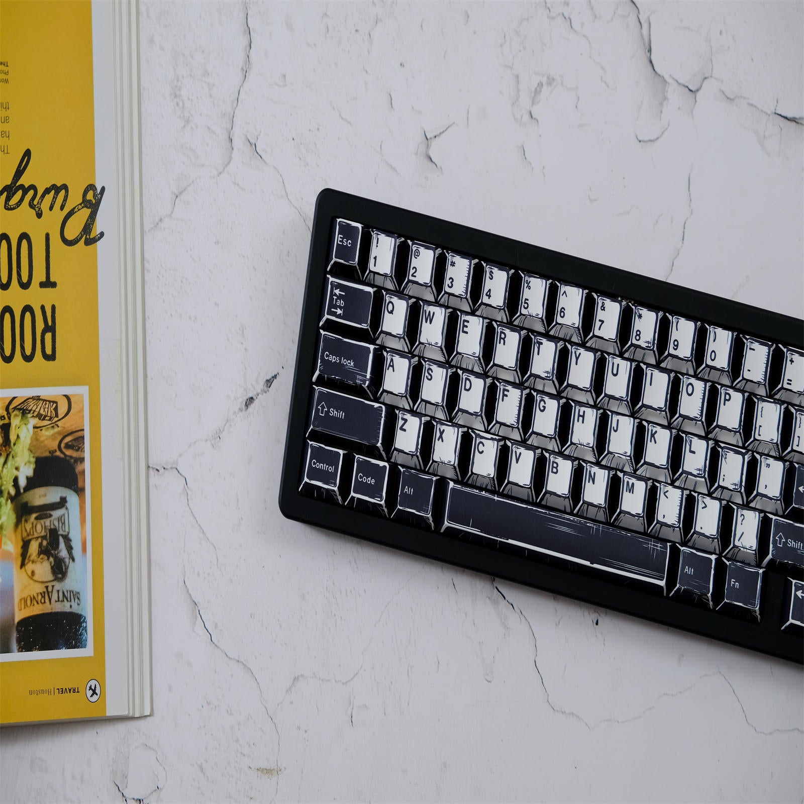 WOB Black White Comic Style Keycaps