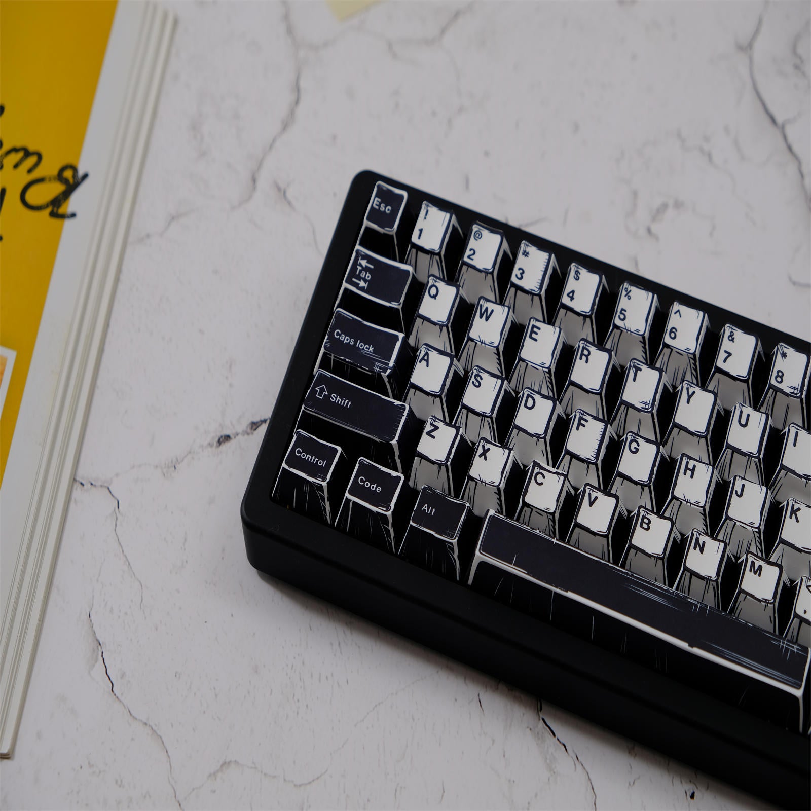 WOB Black White Comic Style Keycaps