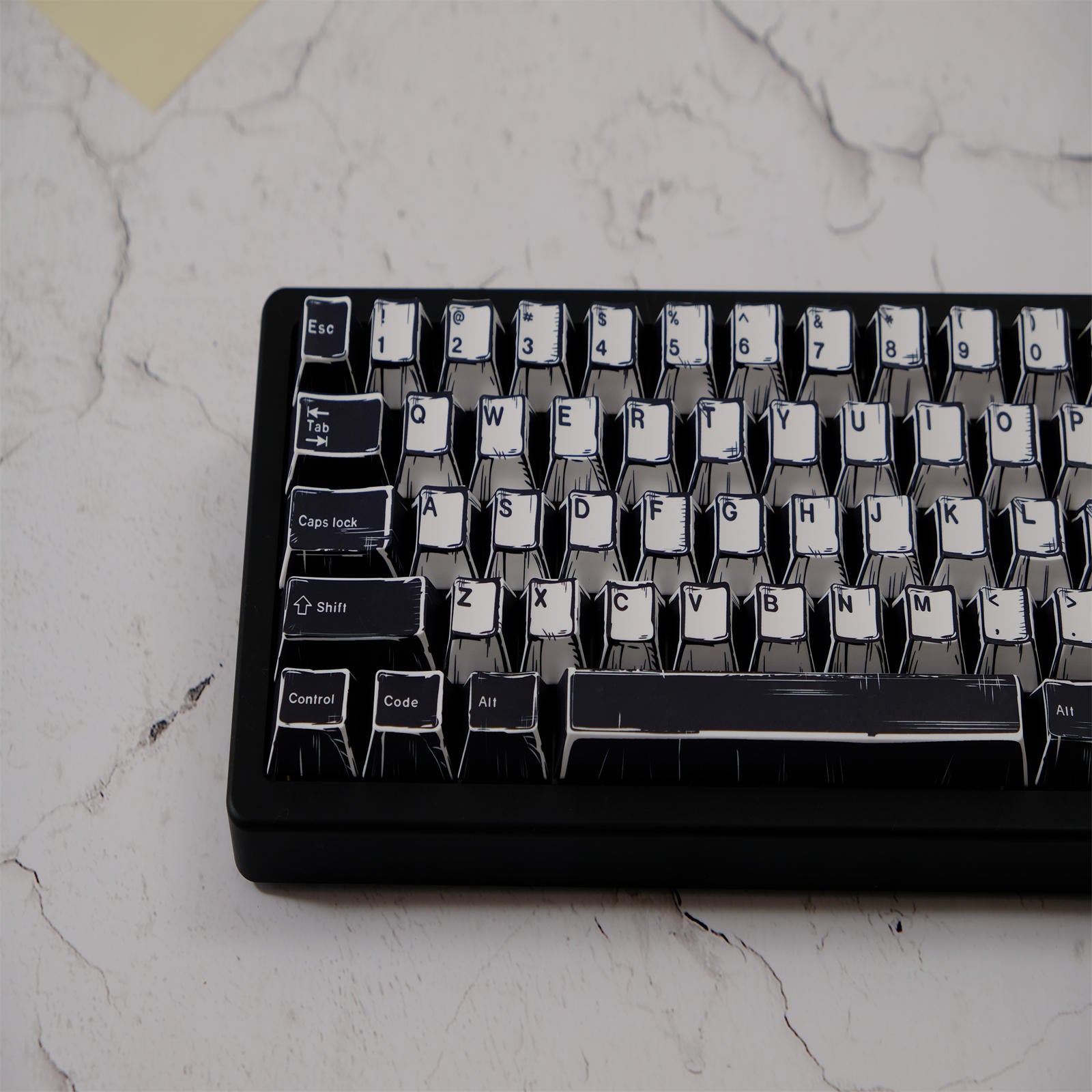 WOB Black White Comic Style Keycaps