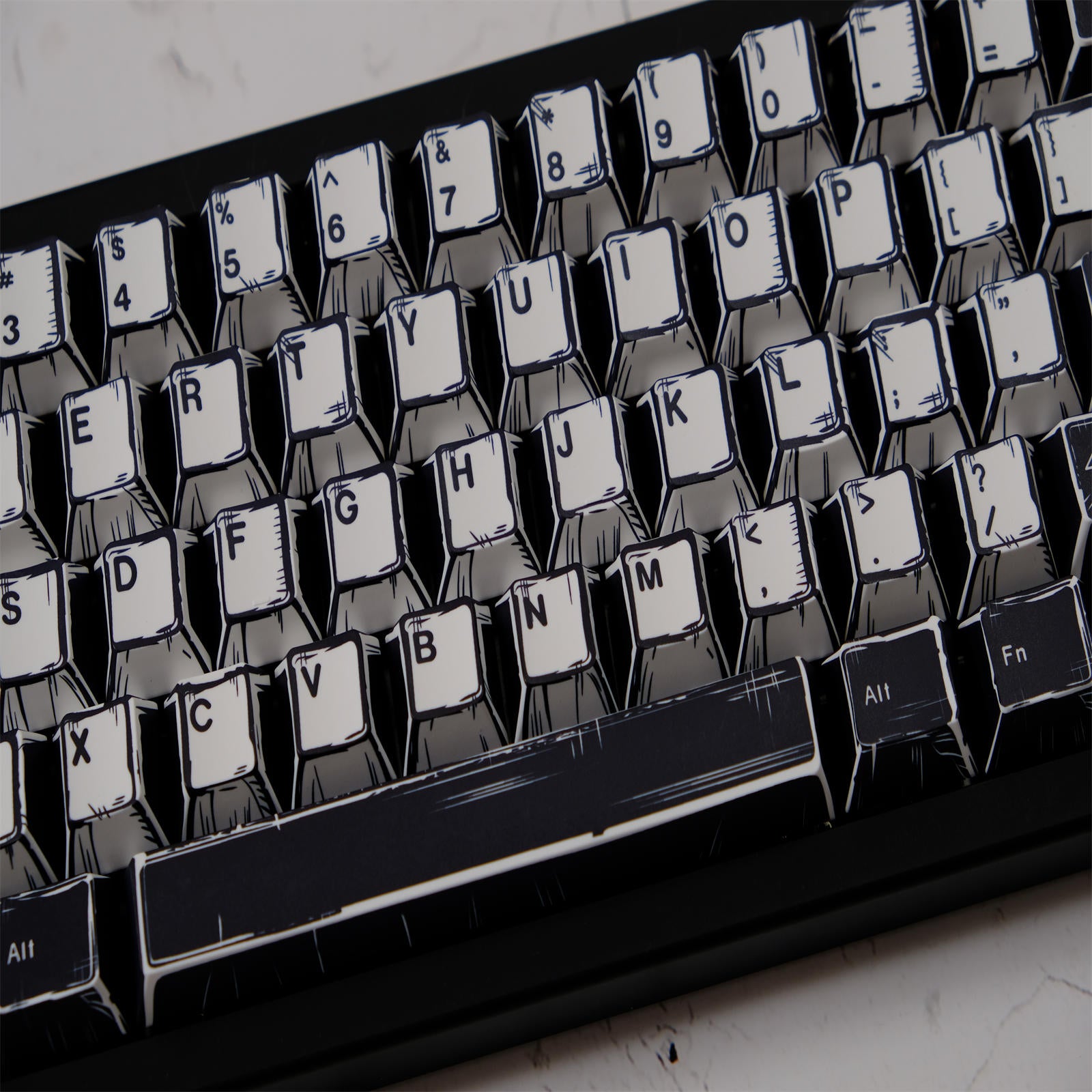 WOB Black White Comic Style Keycaps