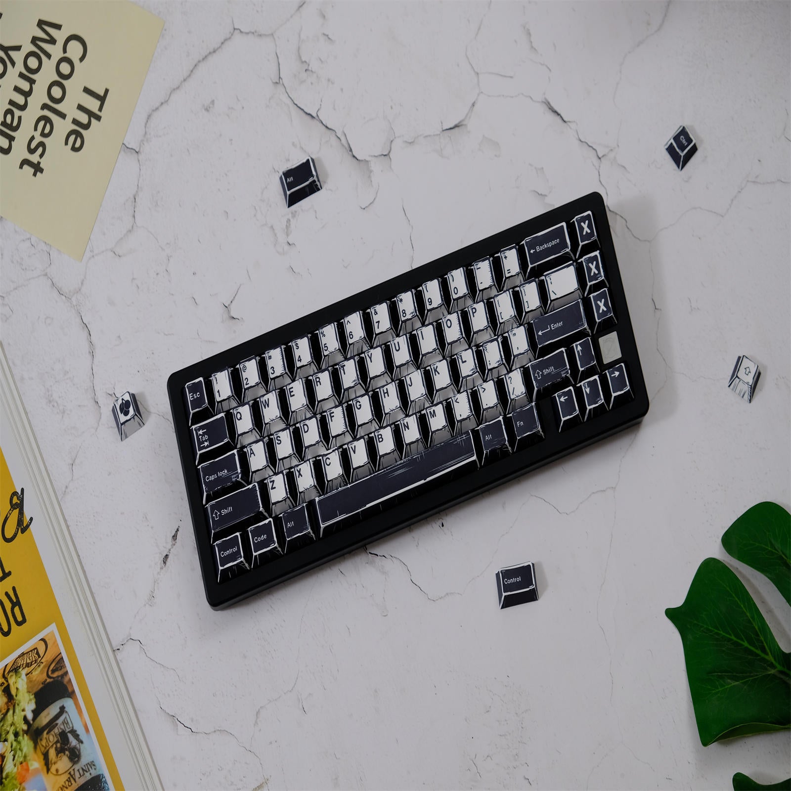 WOB Black White Comic Style Keycaps