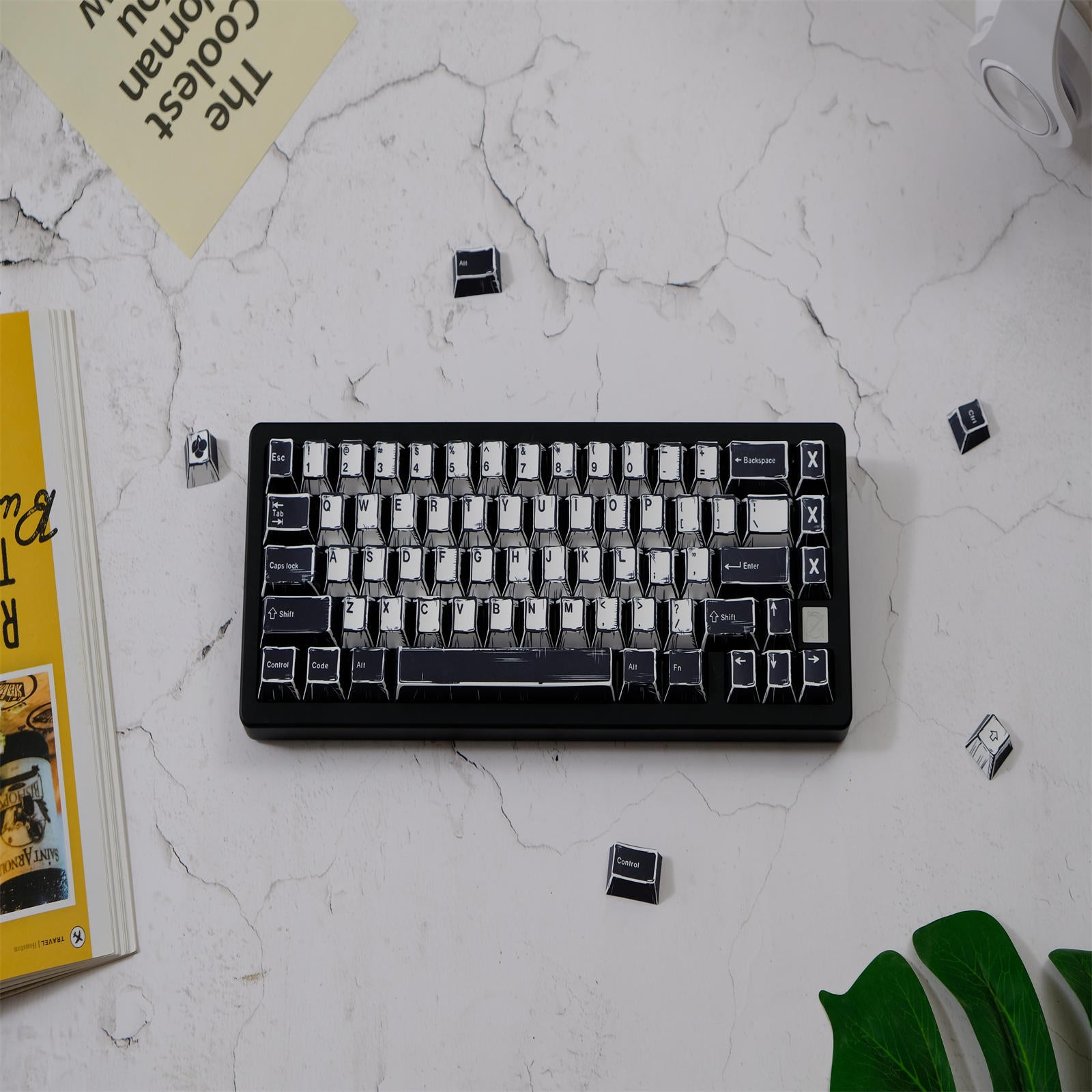 WOB Black White Comic Style Keycaps
