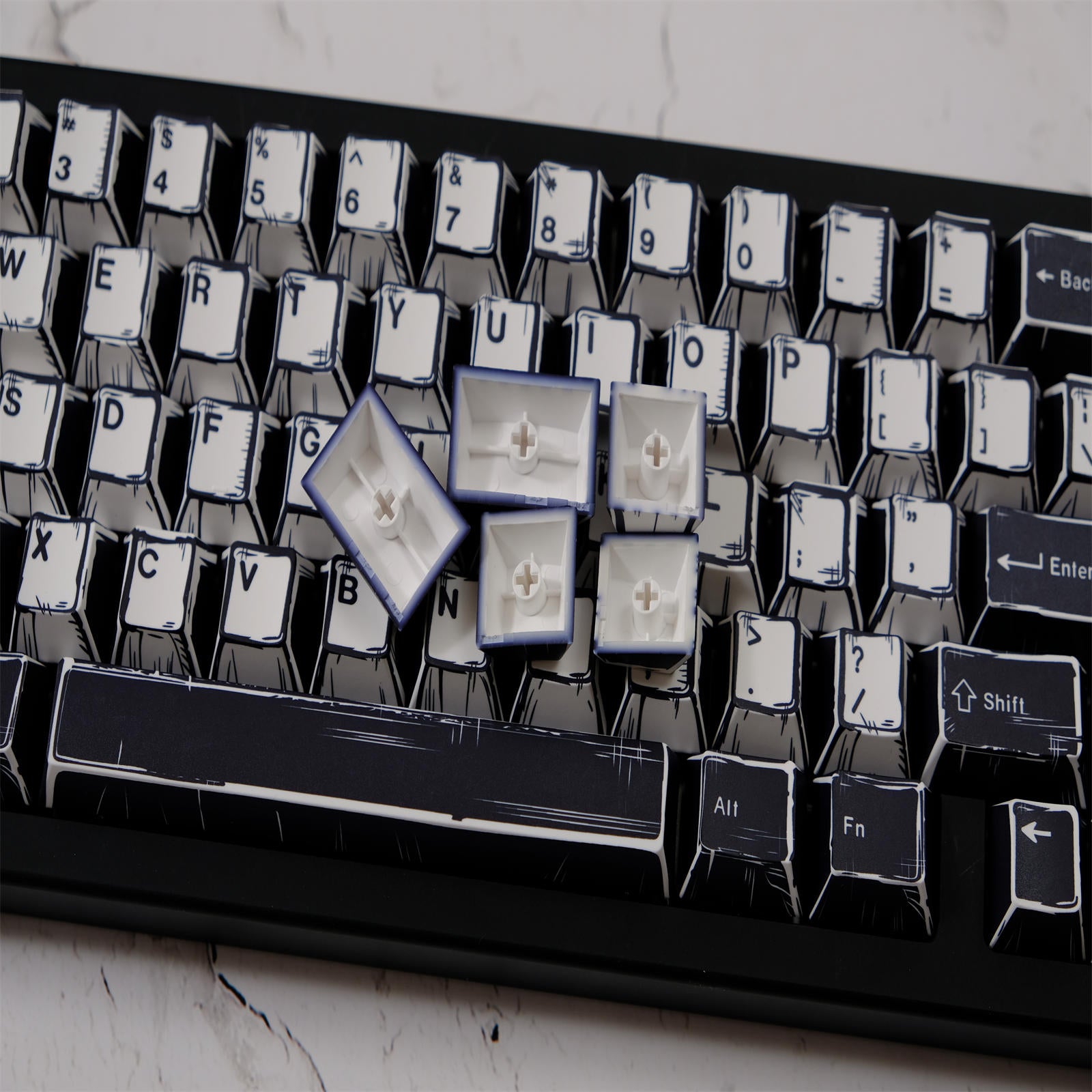 WOB Black White Comic Style Keycaps