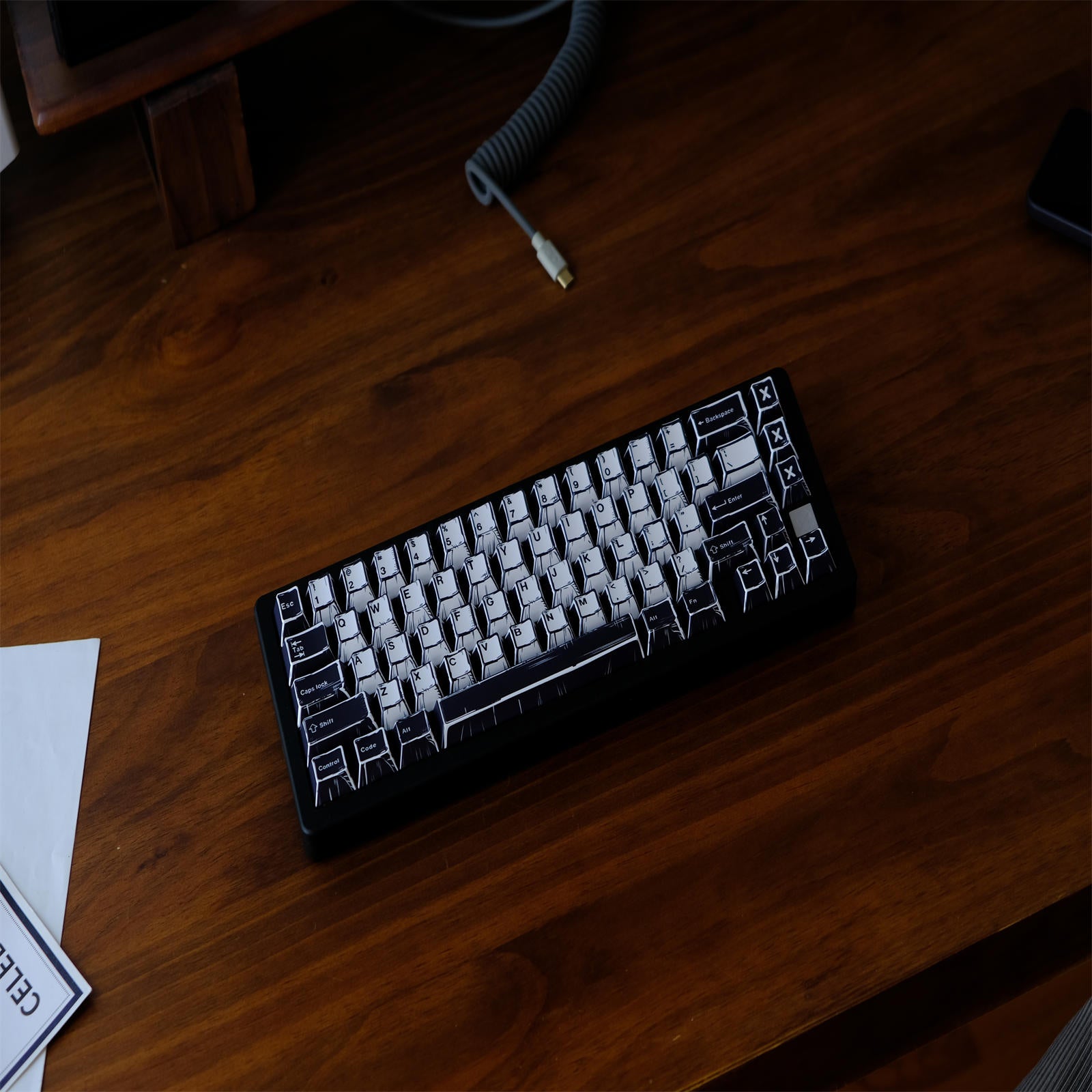 WOB Black White Comic Style Keycaps