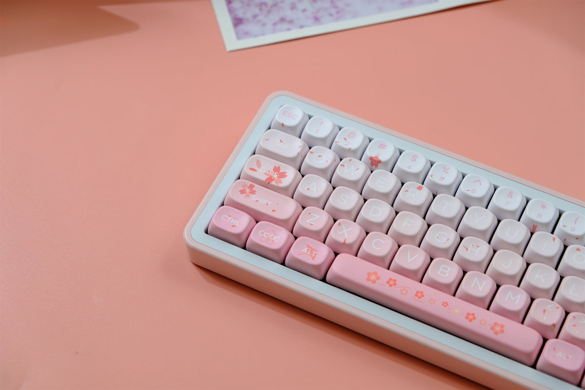 Key Caps Falling Falling Cherry Blossoms Keycaps 132 Keys PBT Material MOA Profile DYE ...