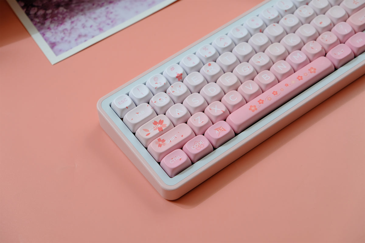 Key Caps Falling Falling Cherry Blossoms Keycaps 132 Keys PBT Material MOA Profile DYE ...
