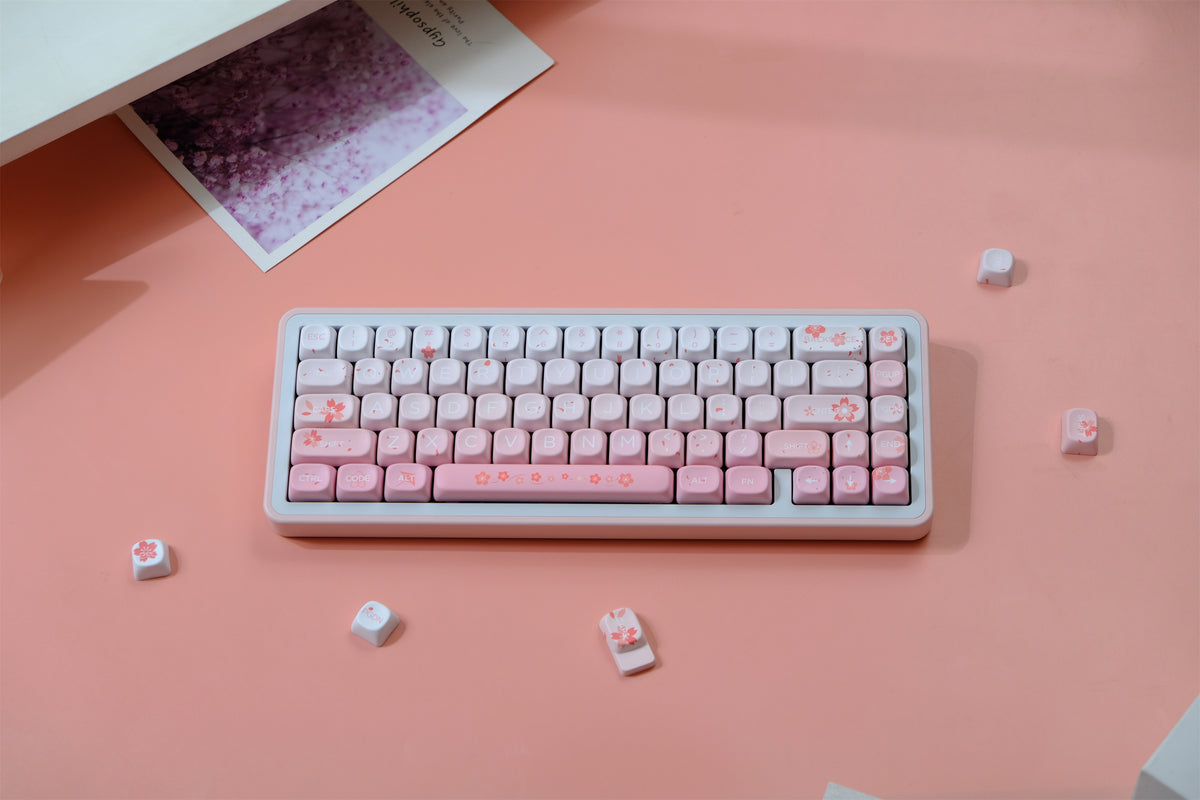 Key Caps Falling Falling Cherry Blossoms Keycaps 132 Keys PBT Material MOA Profile DYE ...