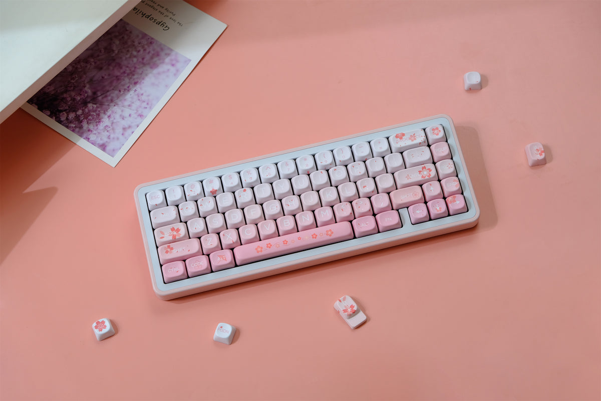 Key Caps Falling Falling Cherry Blossoms Keycaps 132 Keys PBT Material MOA Profile DYE ...