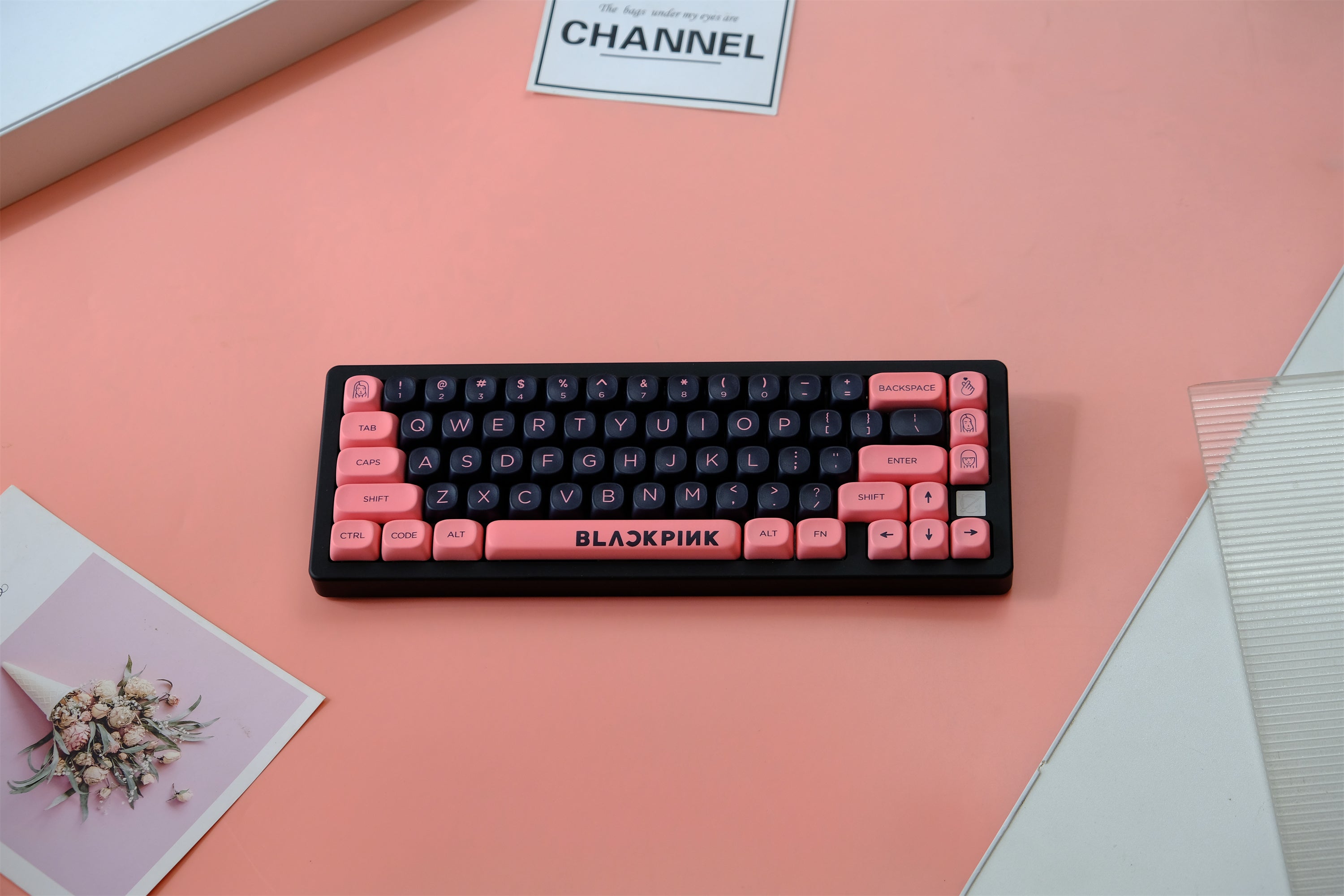Black Pink Keycaps