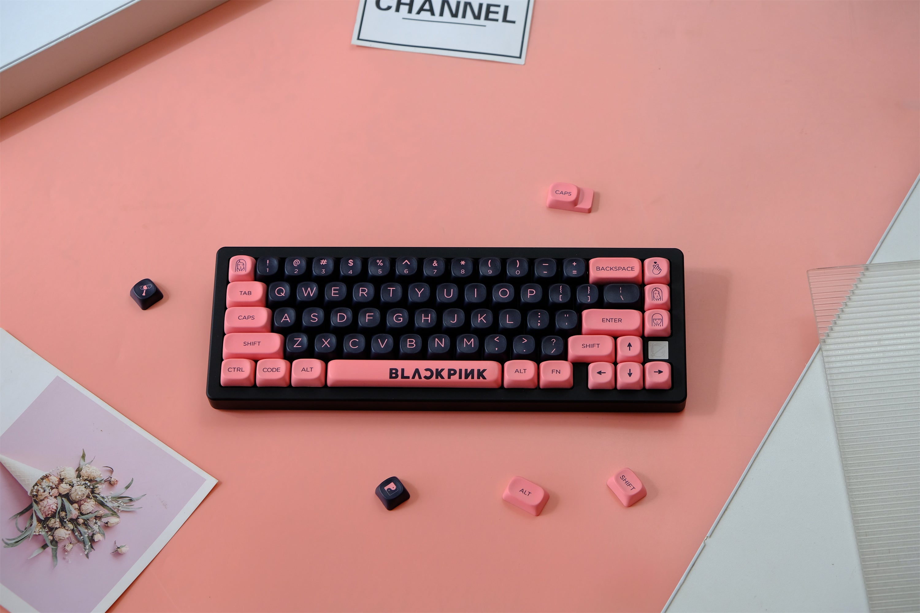 Black Pink Keycaps