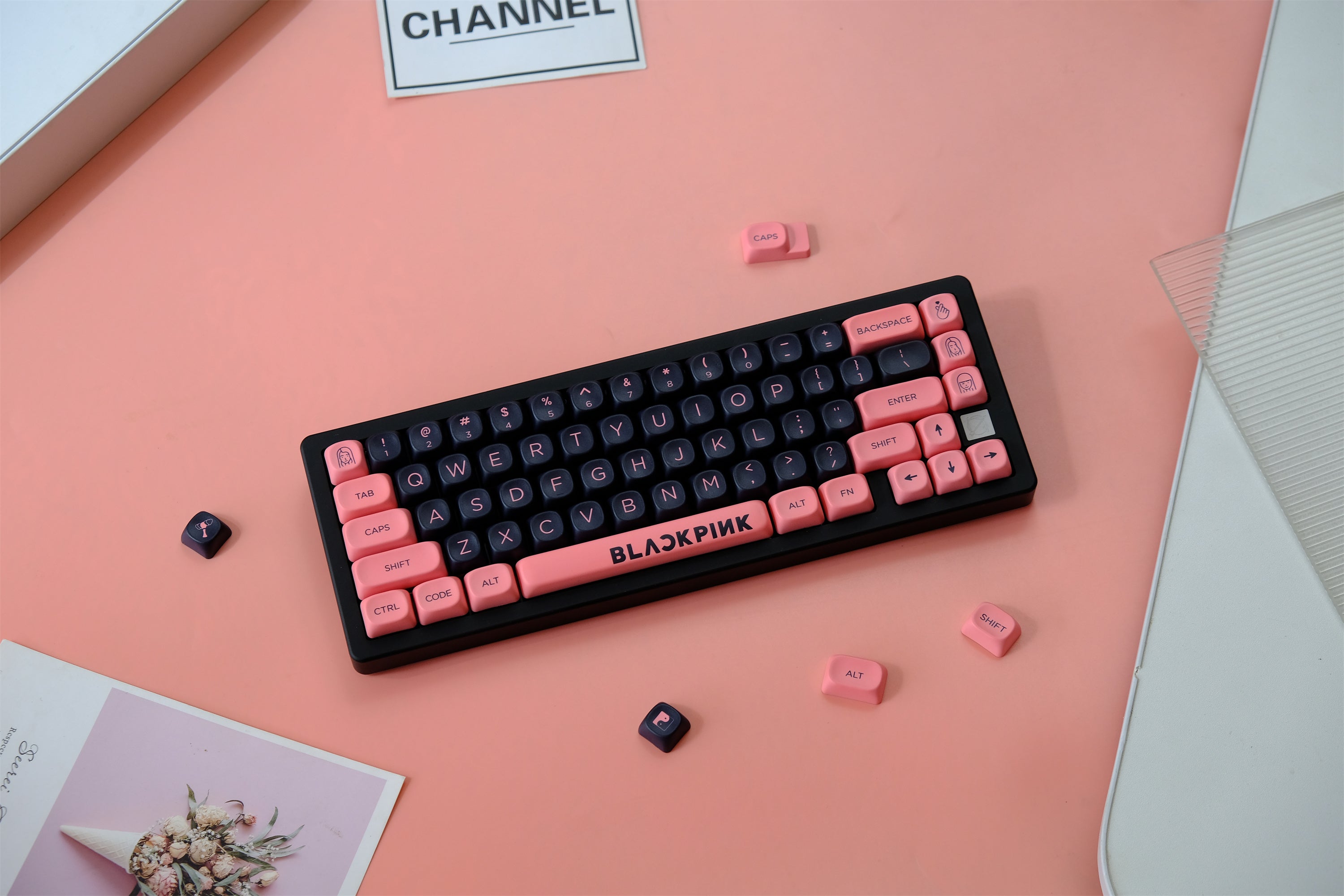 Black Pink Keycaps