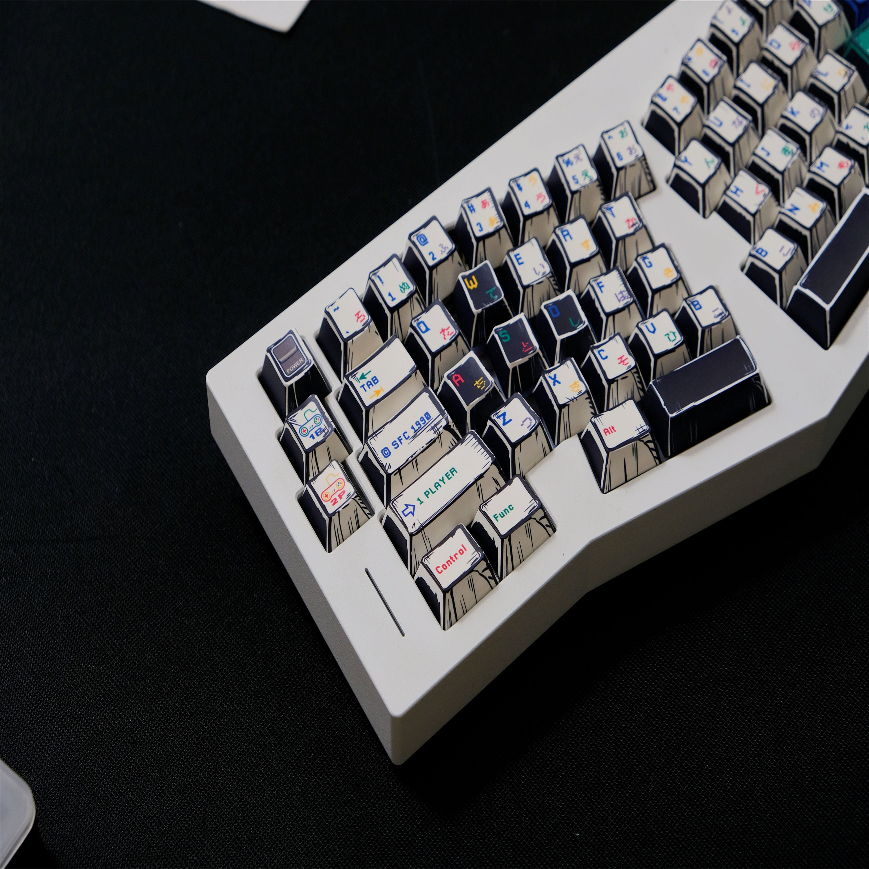 SFC White Comic style keycaps
