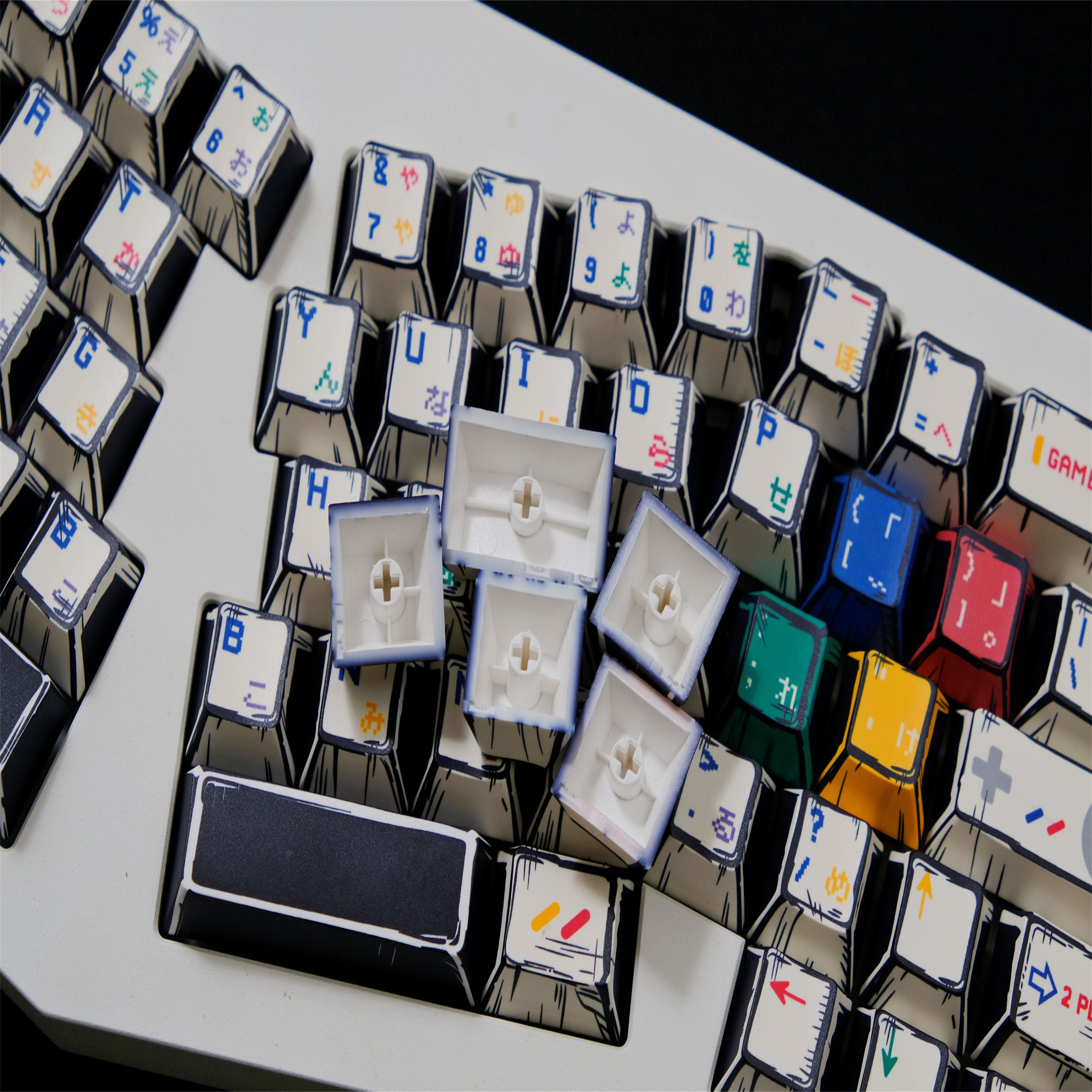 SFC White Comic style keycaps