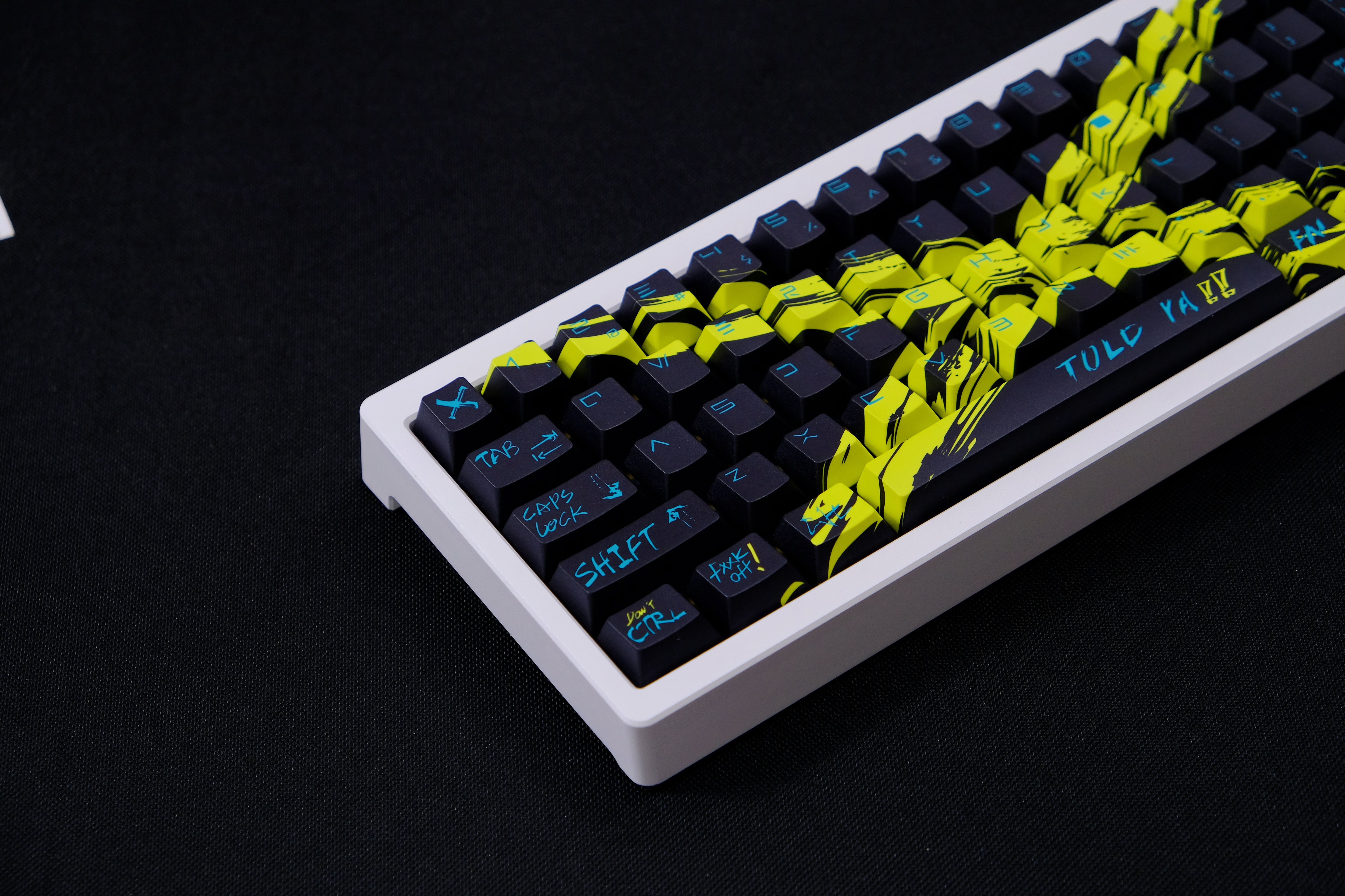 Against invalid Black Yellow keycaps