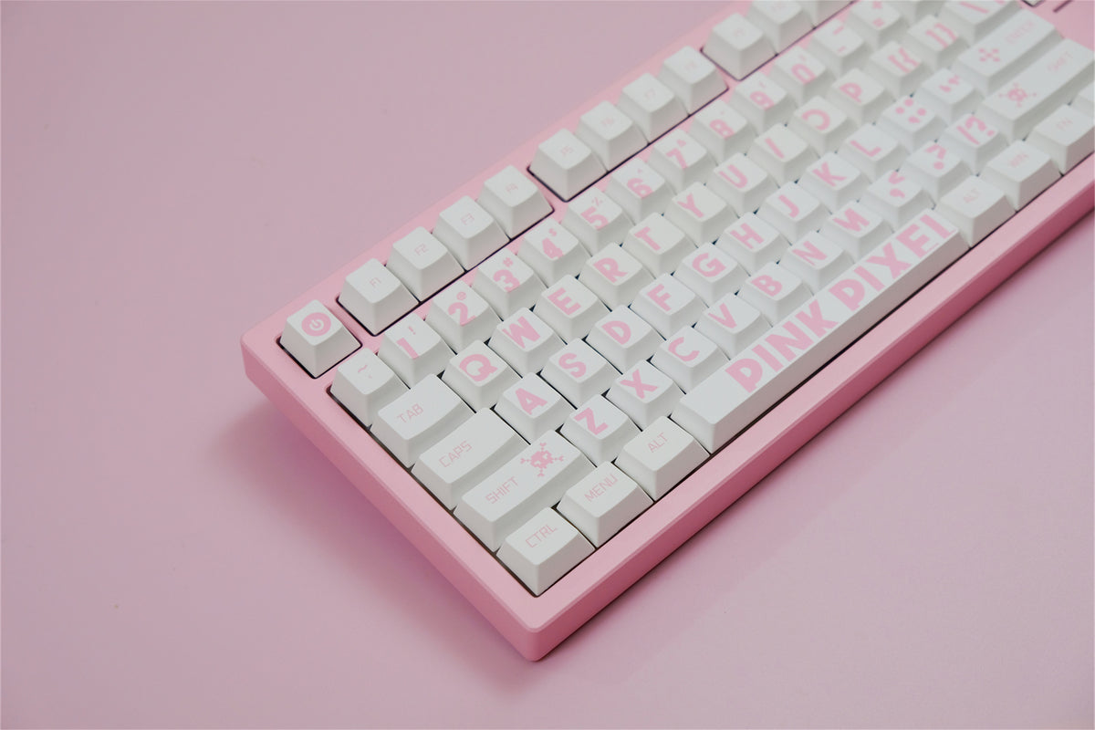 Pixel Keycaps Pink Pixel Keycaps 151 Keys PBT Material Cherry Profile Customized ...