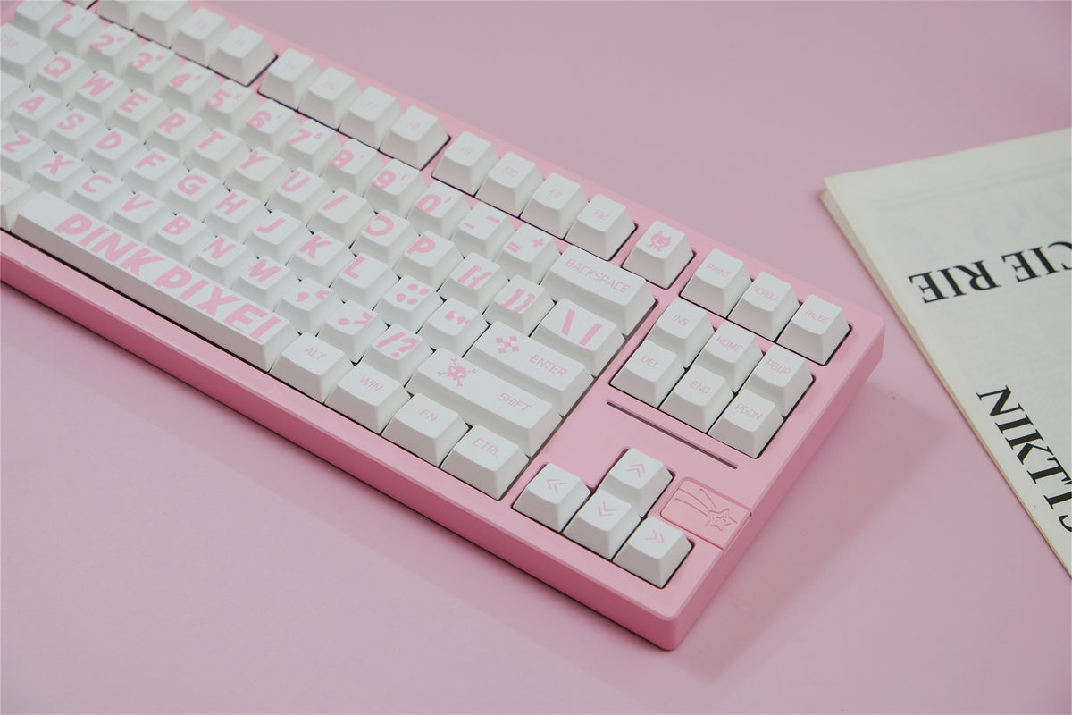 Pixel Keycaps Pink Pixel Keycaps 151 Keys PBT Material Cherry Profile Customized ...
