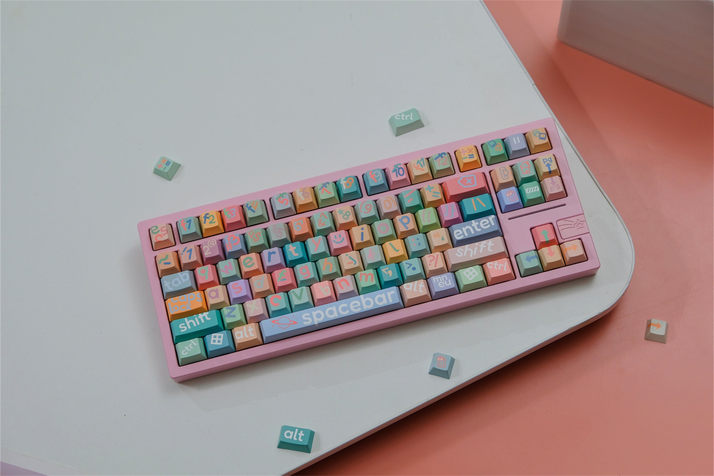 Large Pink Lettering Keycaps