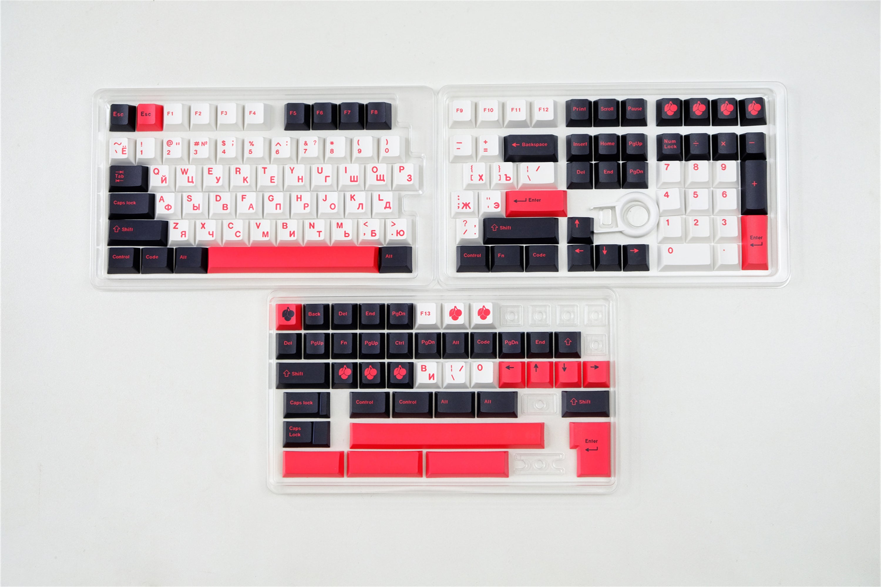 Minimalist Black White Red Russian Keycaps