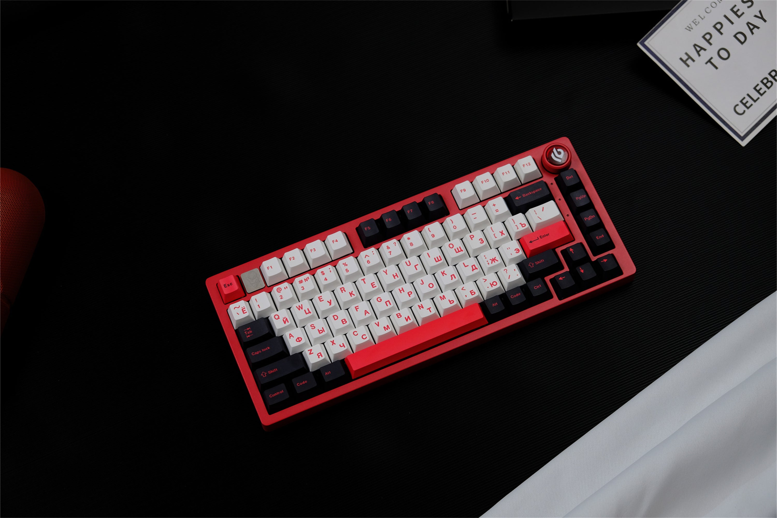 Minimalist Black White Red Russian Keycaps