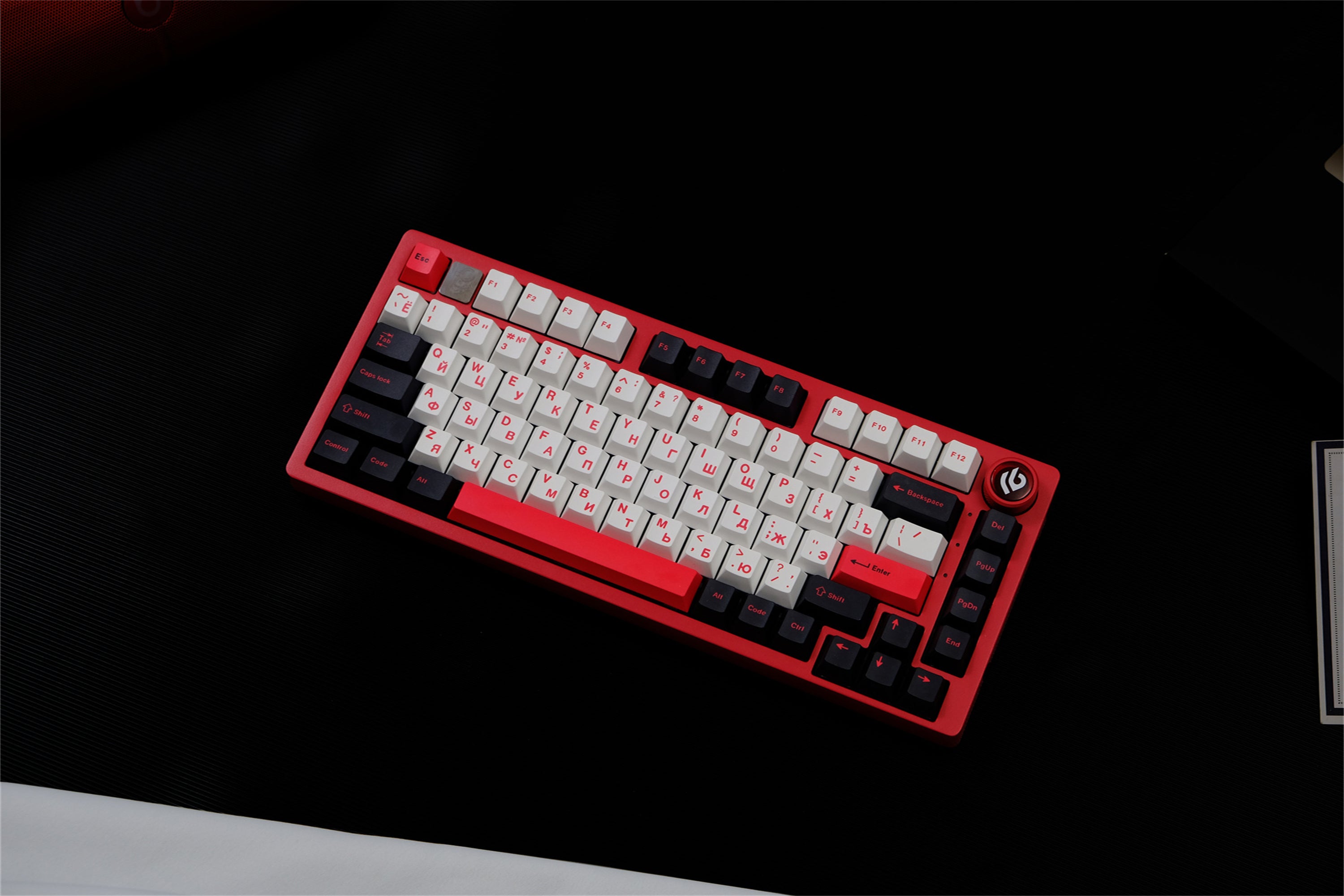 Minimalist Black White Red Russian Keycaps