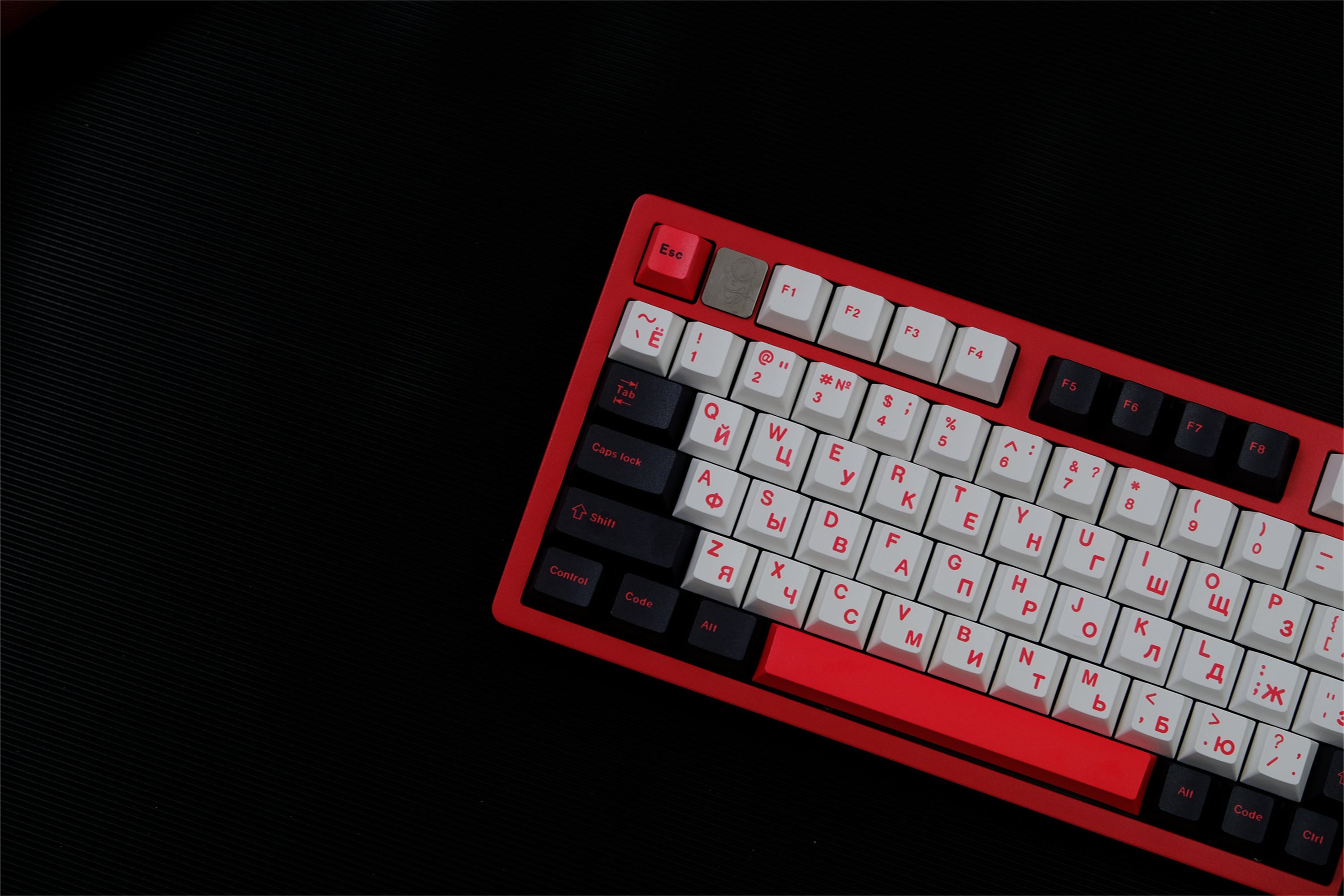 Minimalist Black White Red Russian Keycaps