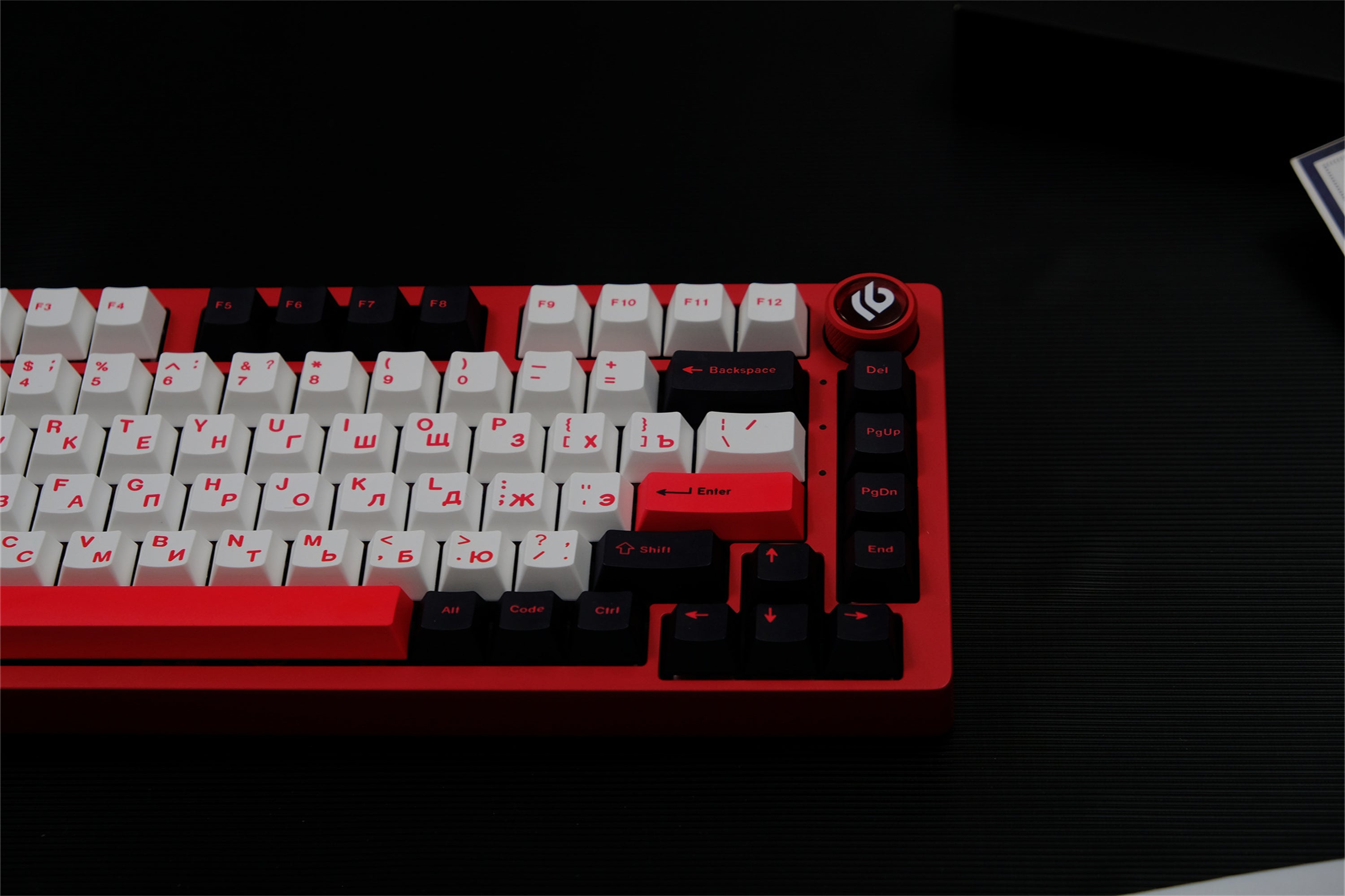 Minimalist Black White Red Russian Keycaps