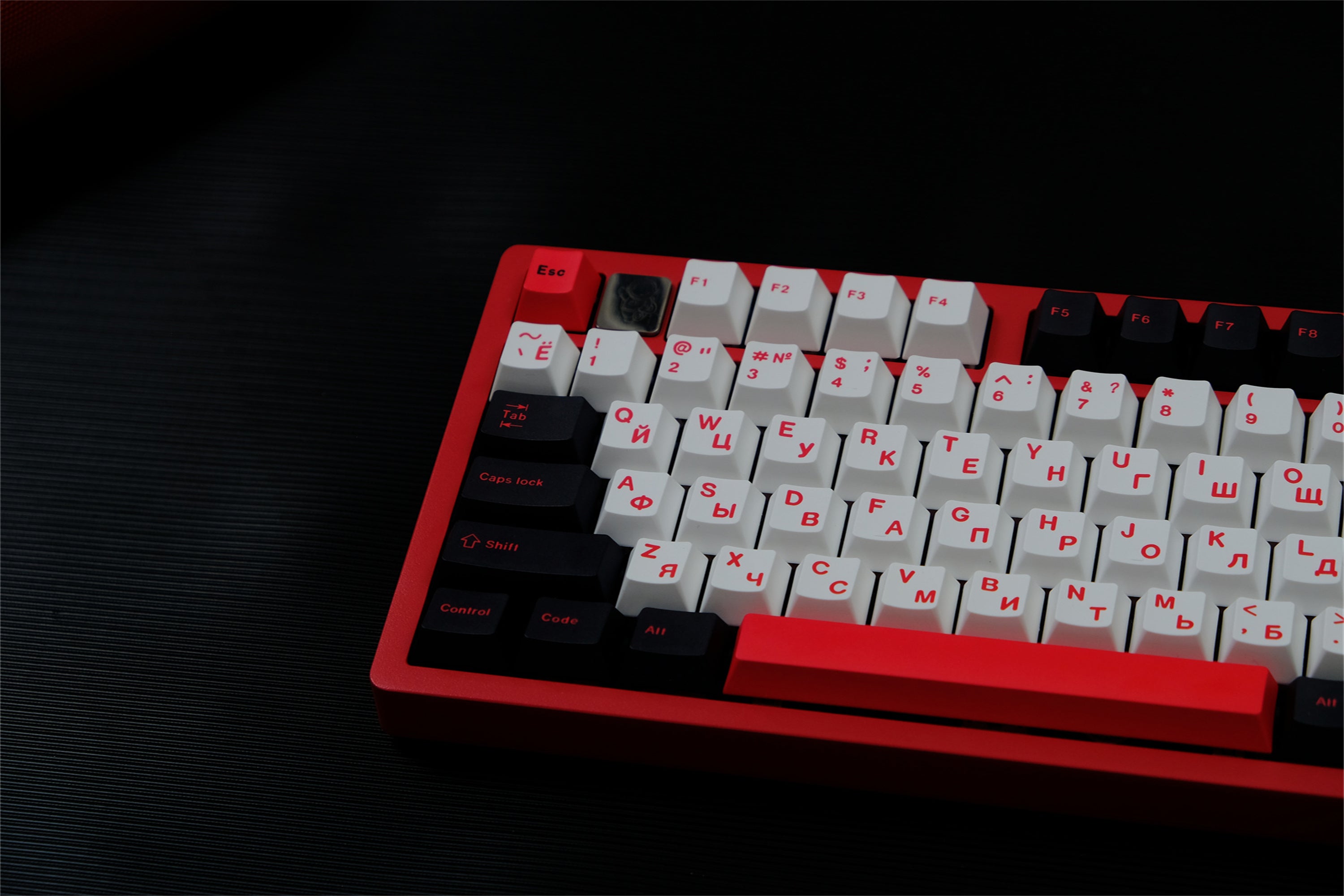 Minimalist Black White Red Russian Keycaps