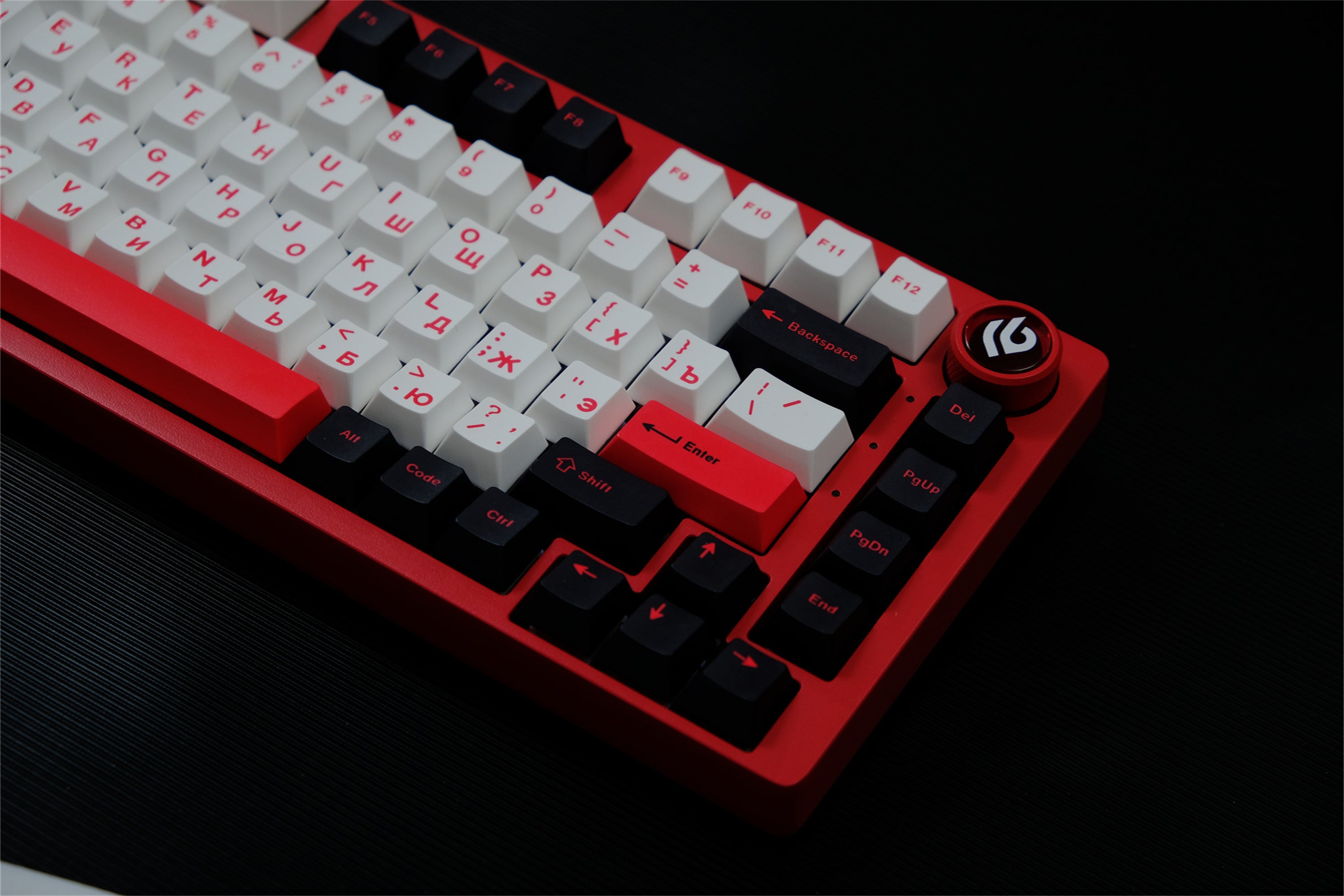 Minimalist Black White Red Russian Keycaps