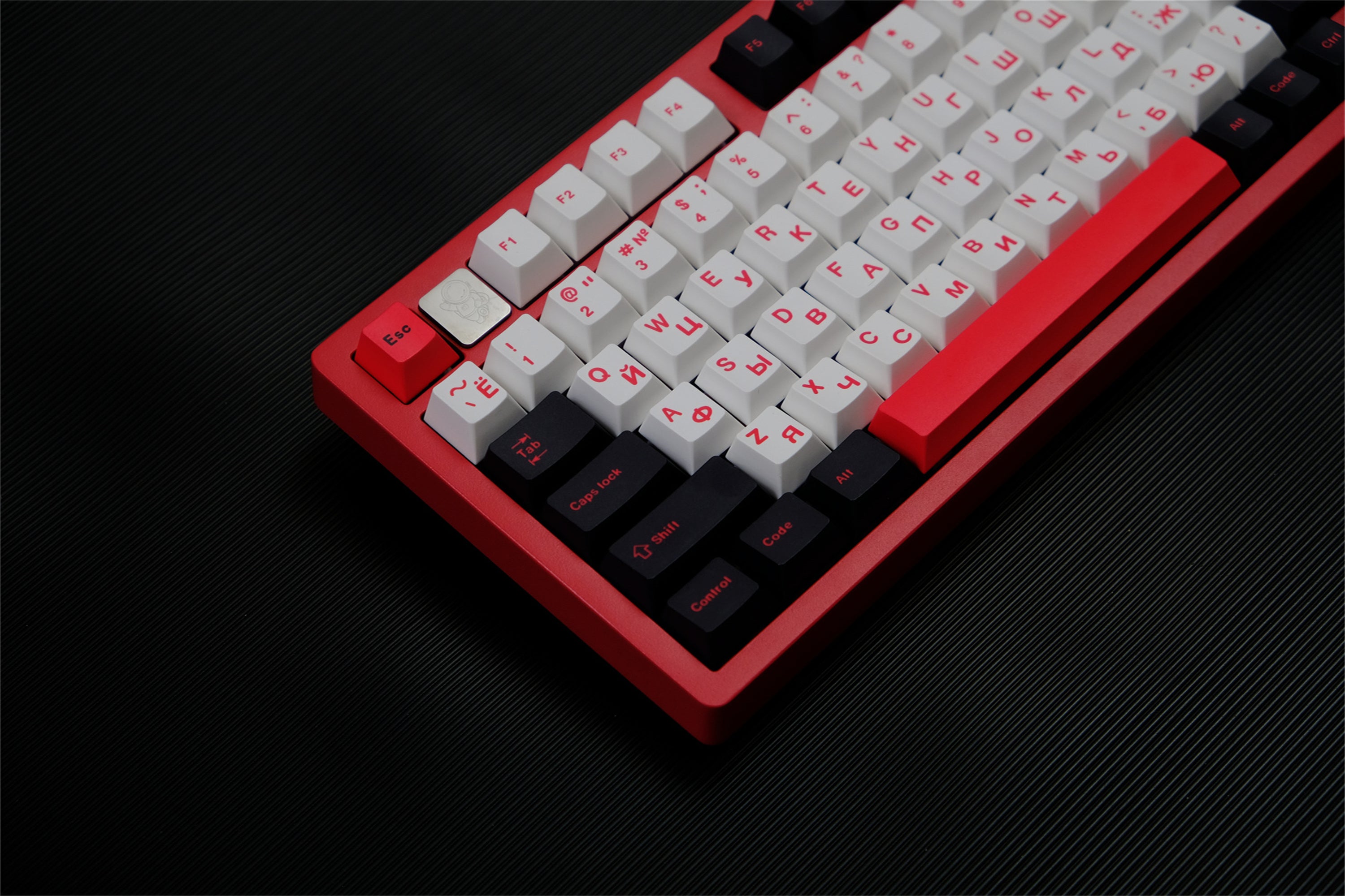 Minimalist Black White Red Russian Keycaps