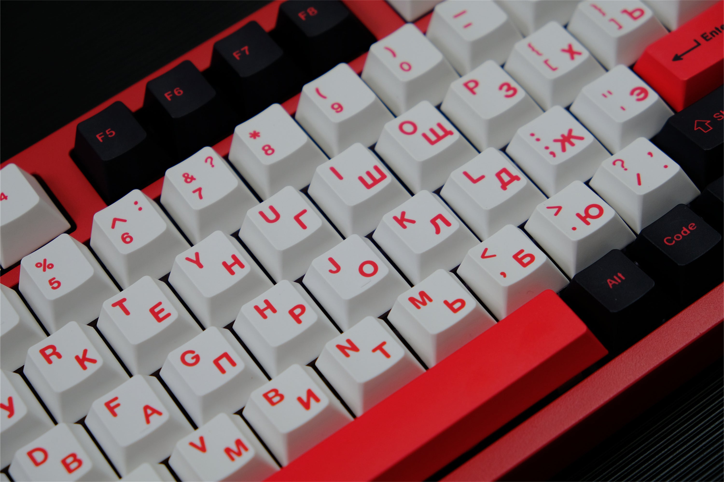 Minimalist Black White Red Russian Keycaps