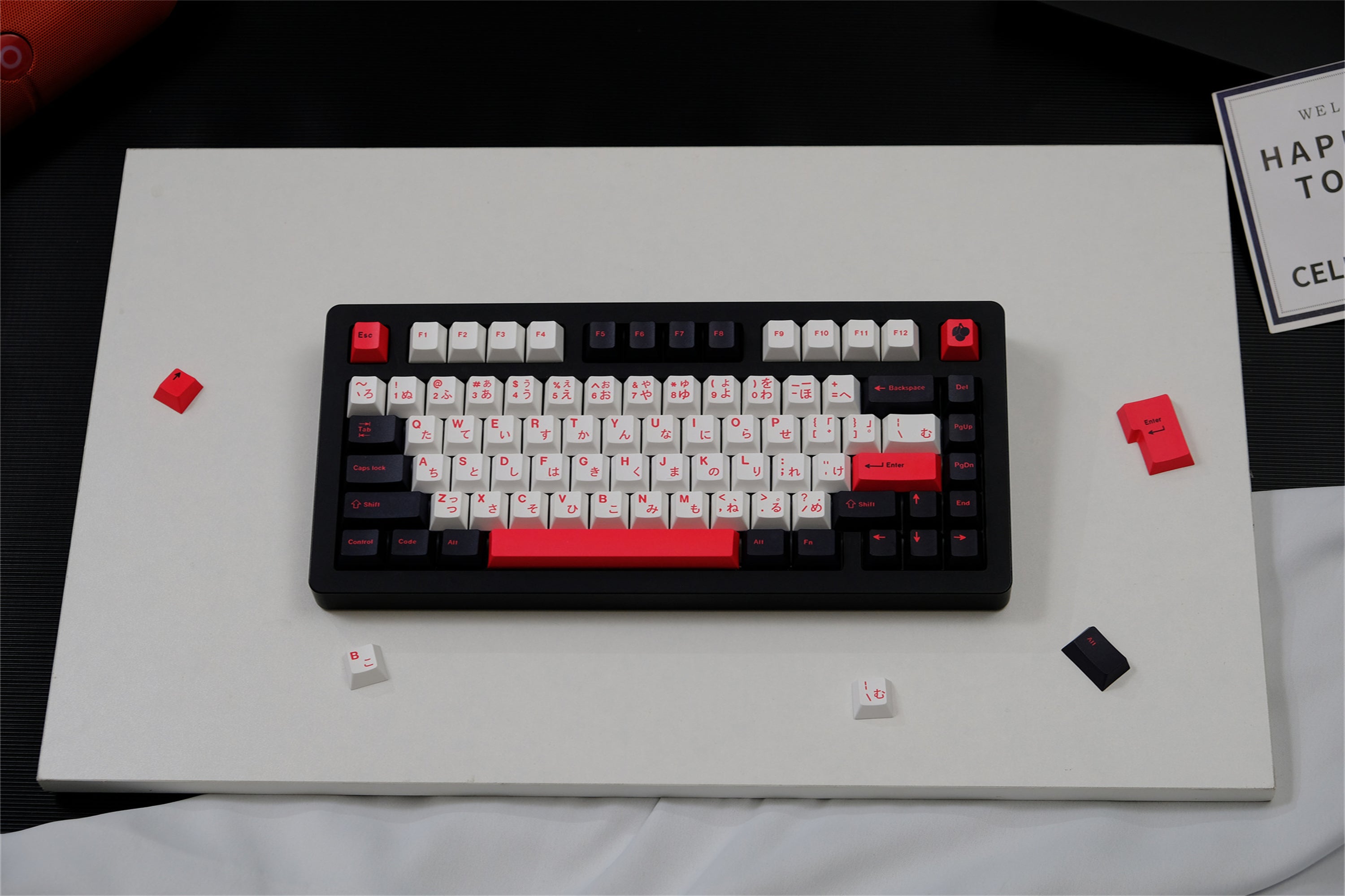 Minimalist Black White Red Japanese Keycaps