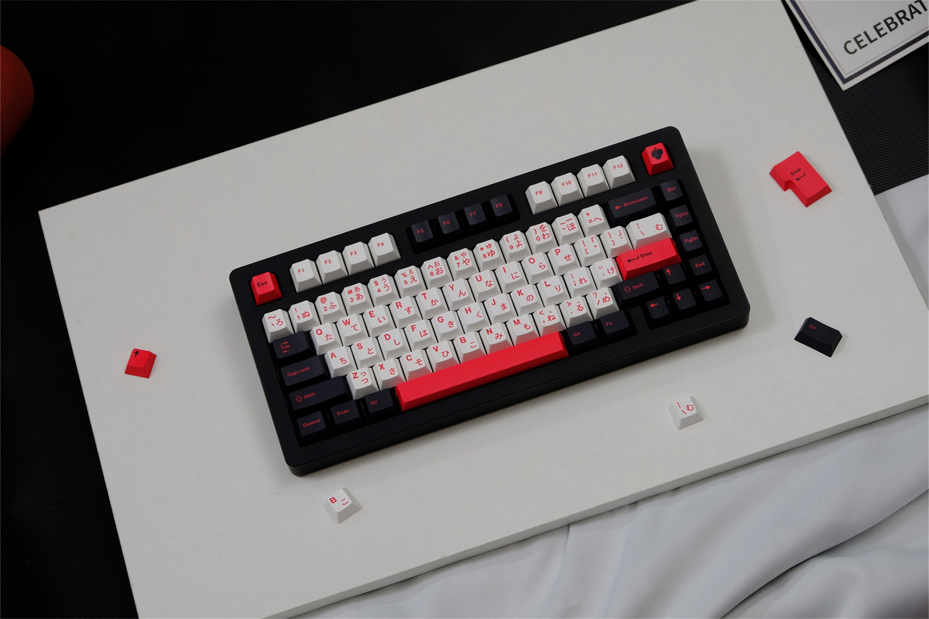 Minimalist Black White Red Japanese Keycaps