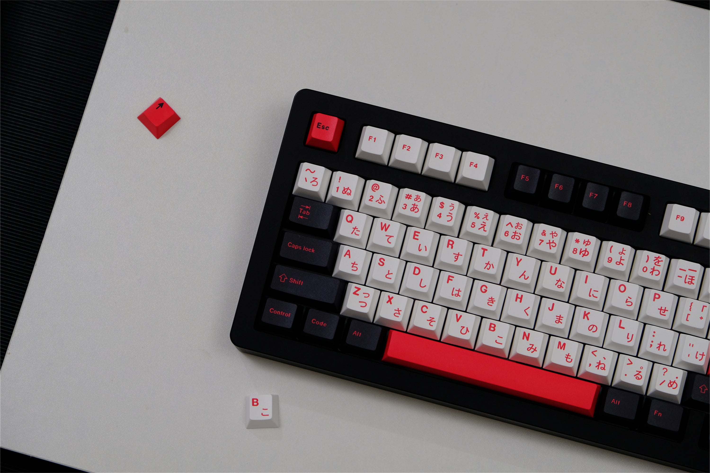 Minimalist Black White Red Japanese Keycaps