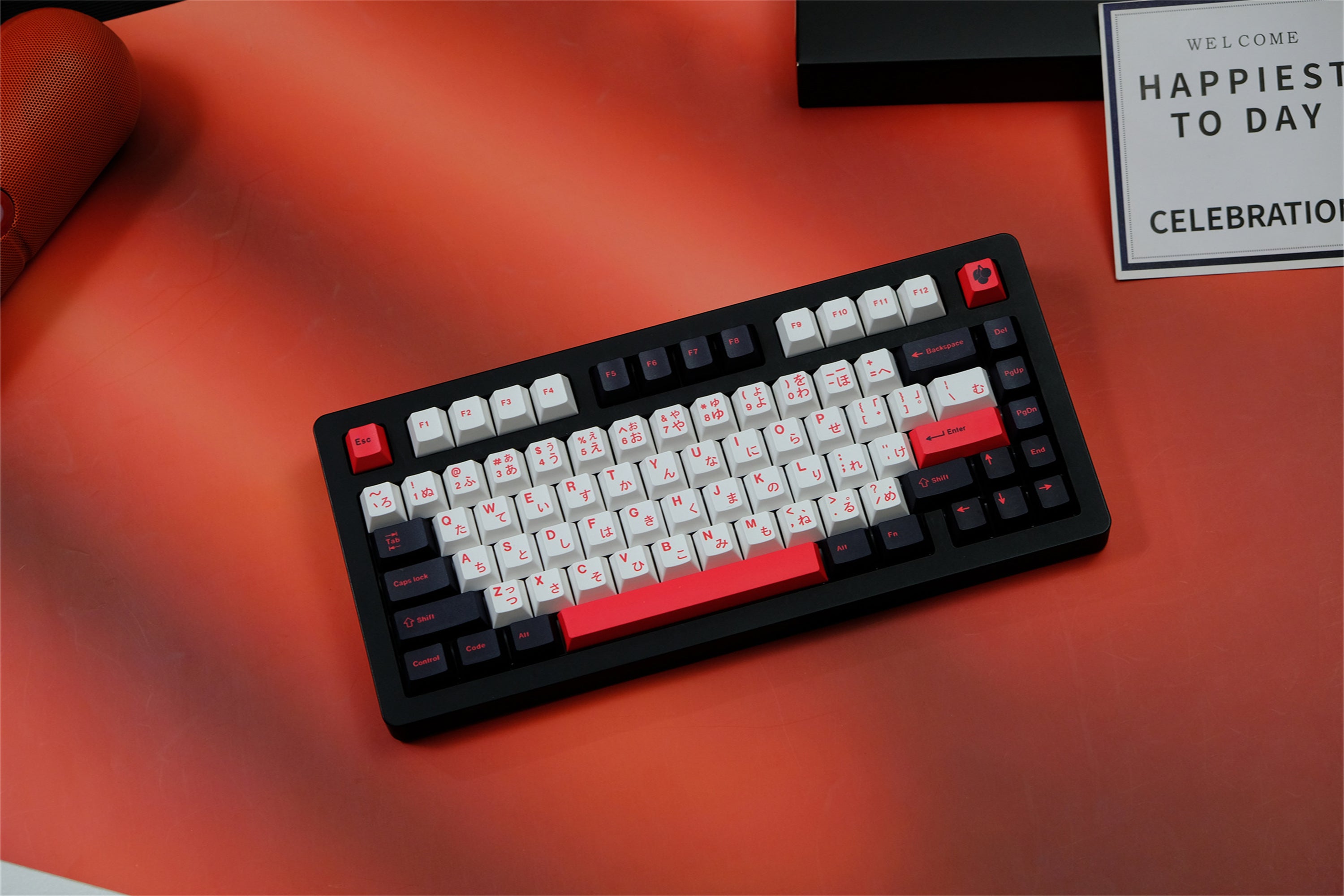 Minimalist Black White Red Japanese Keycaps