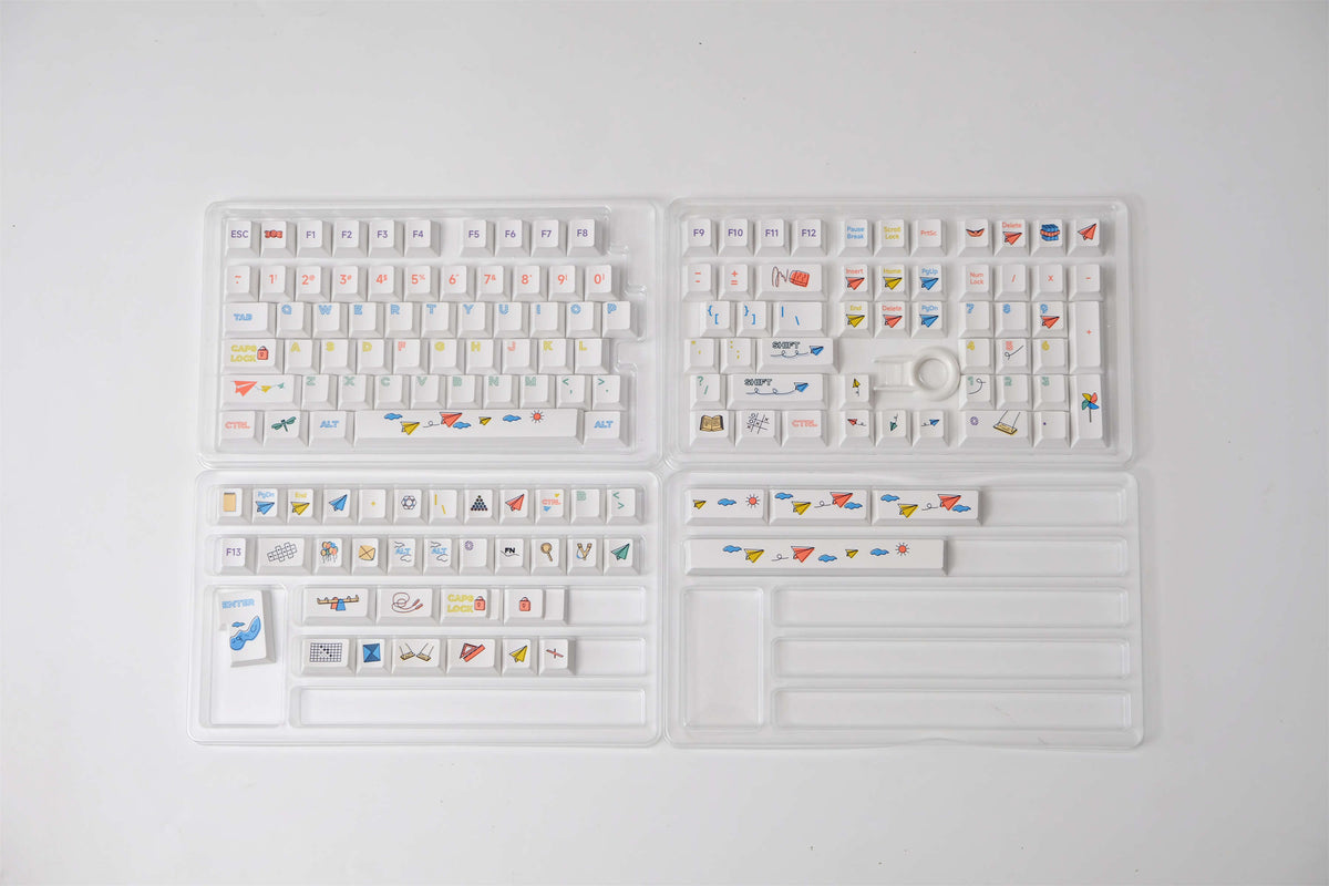 Paper Tutorial Keycaps Paper Plane keycaps 151 Keys PBT Material Cherry Profile DYE-SUB ...