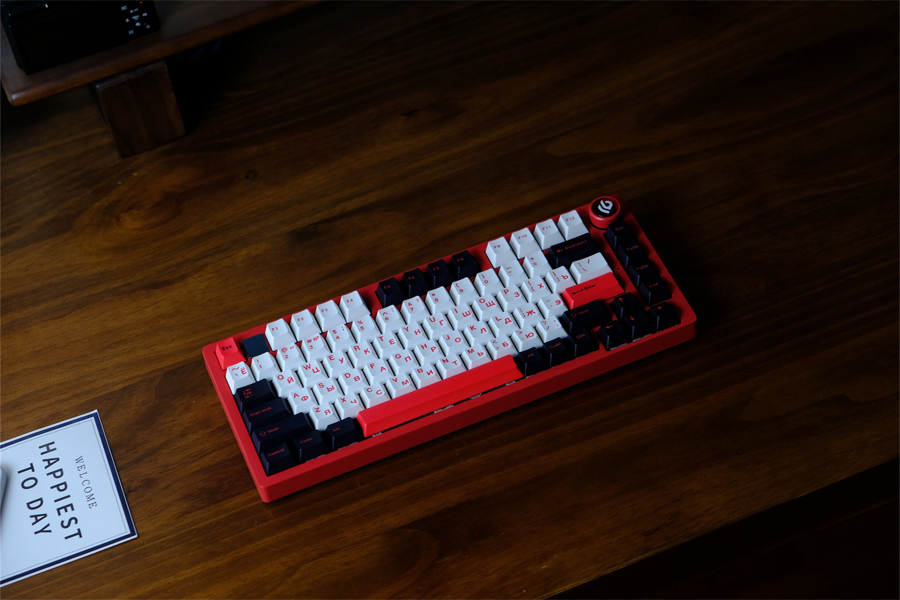 Minimalist Black White Red Russian Keycaps