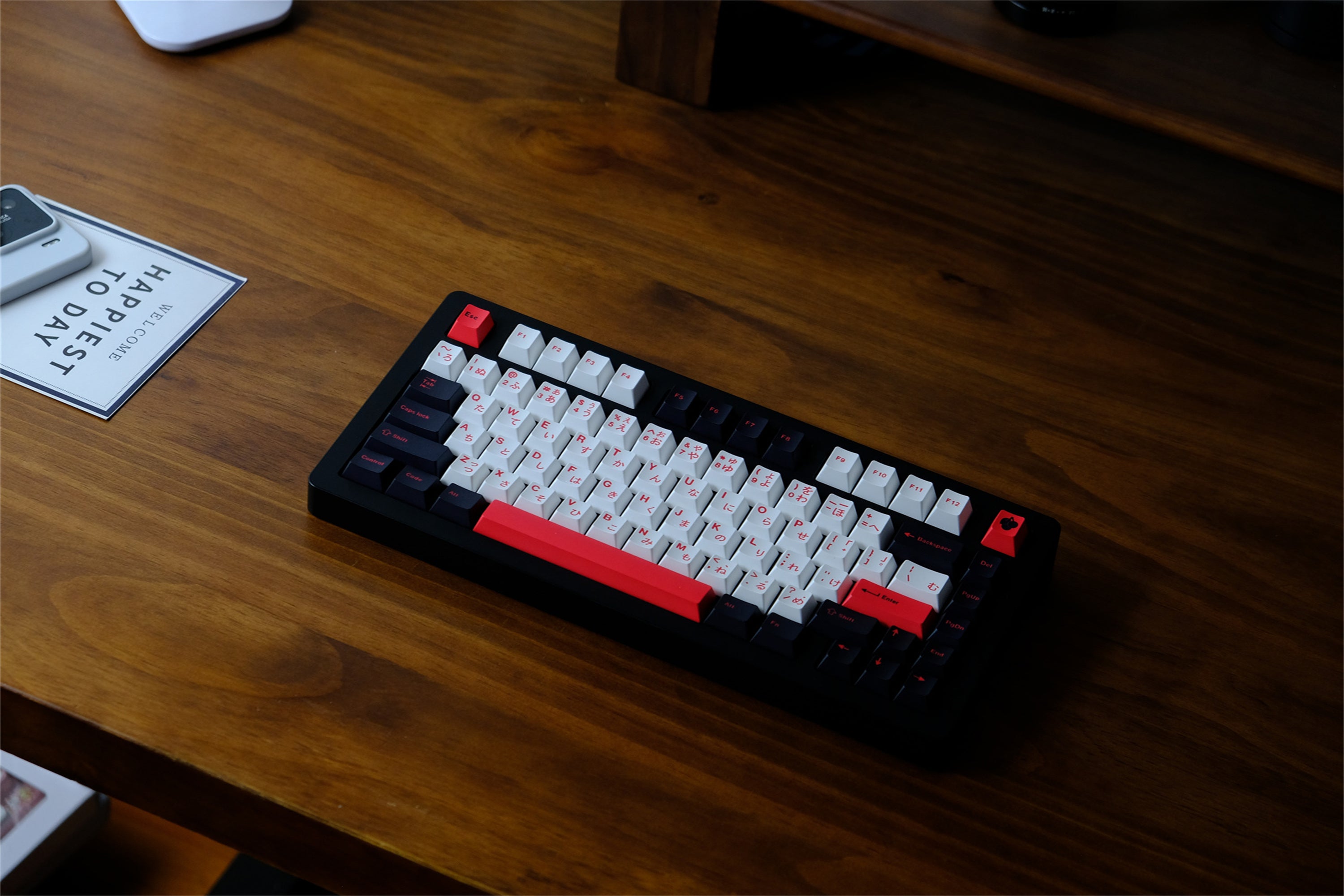 Minimalist Black White Red Japanese Keycaps